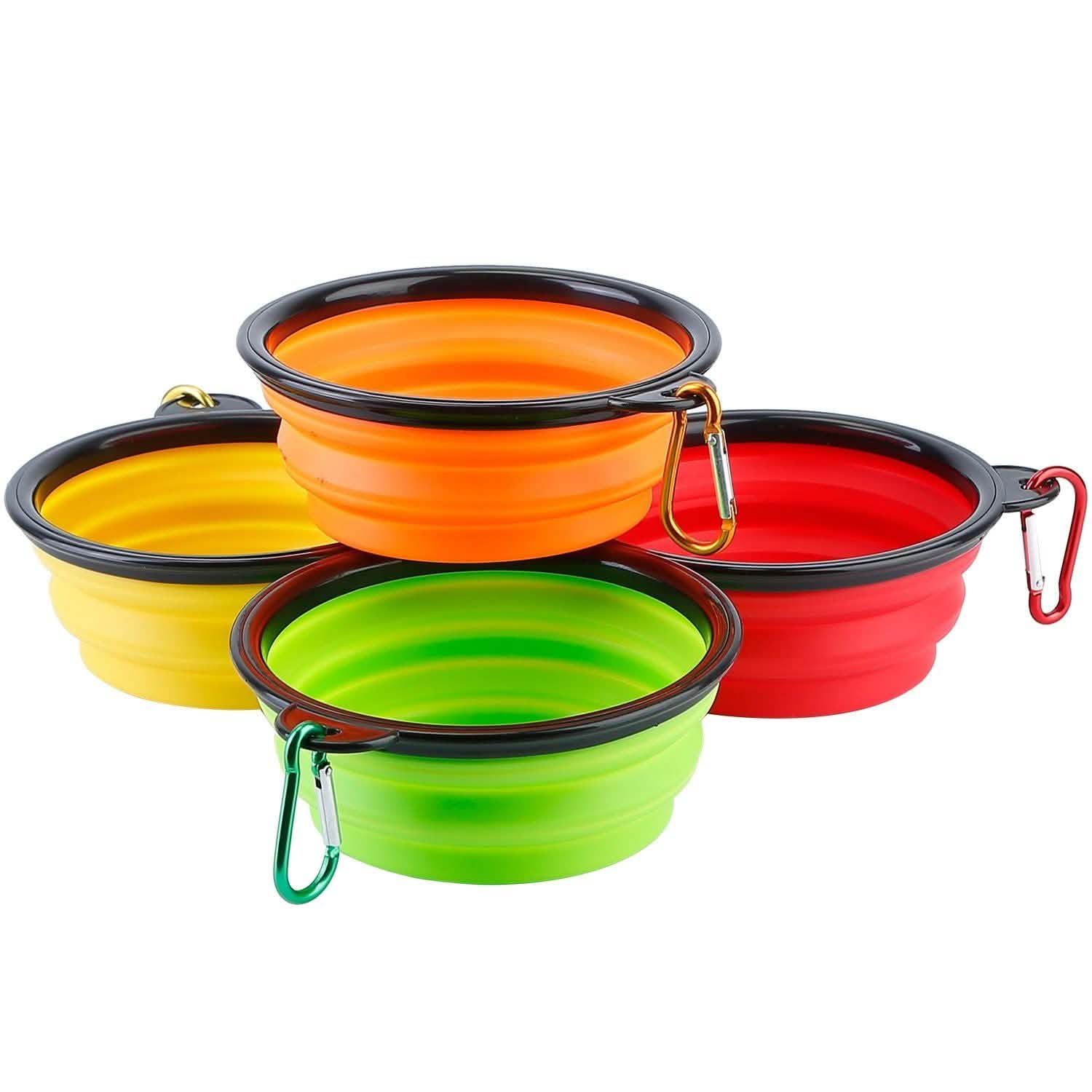 4-Pack: Silicone Collapsible Dog or Cat Food Water Bowl Pet Supplies - Tophatter Daily Deals