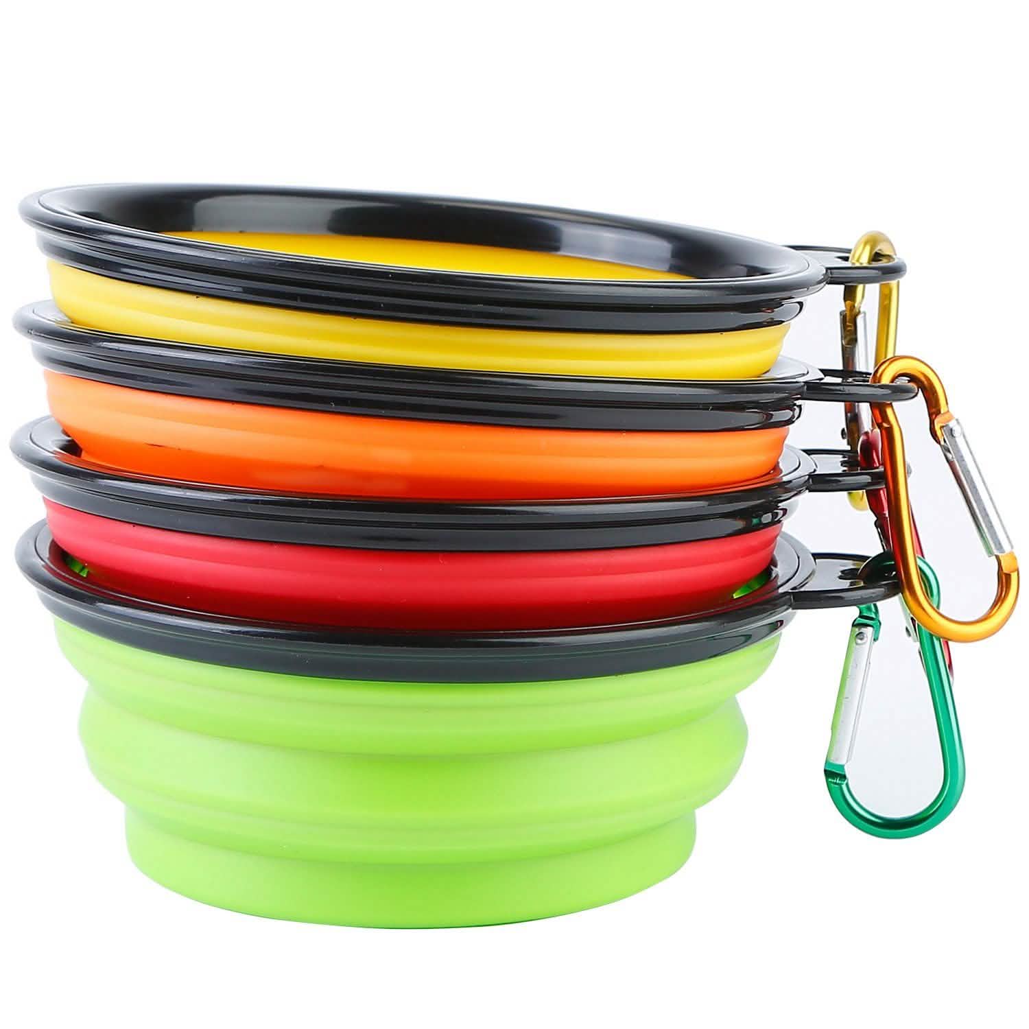 4-Pack: Silicone Collapsible Dog or Cat Food Water Bowl Pet Supplies - Tophatter Daily Deals