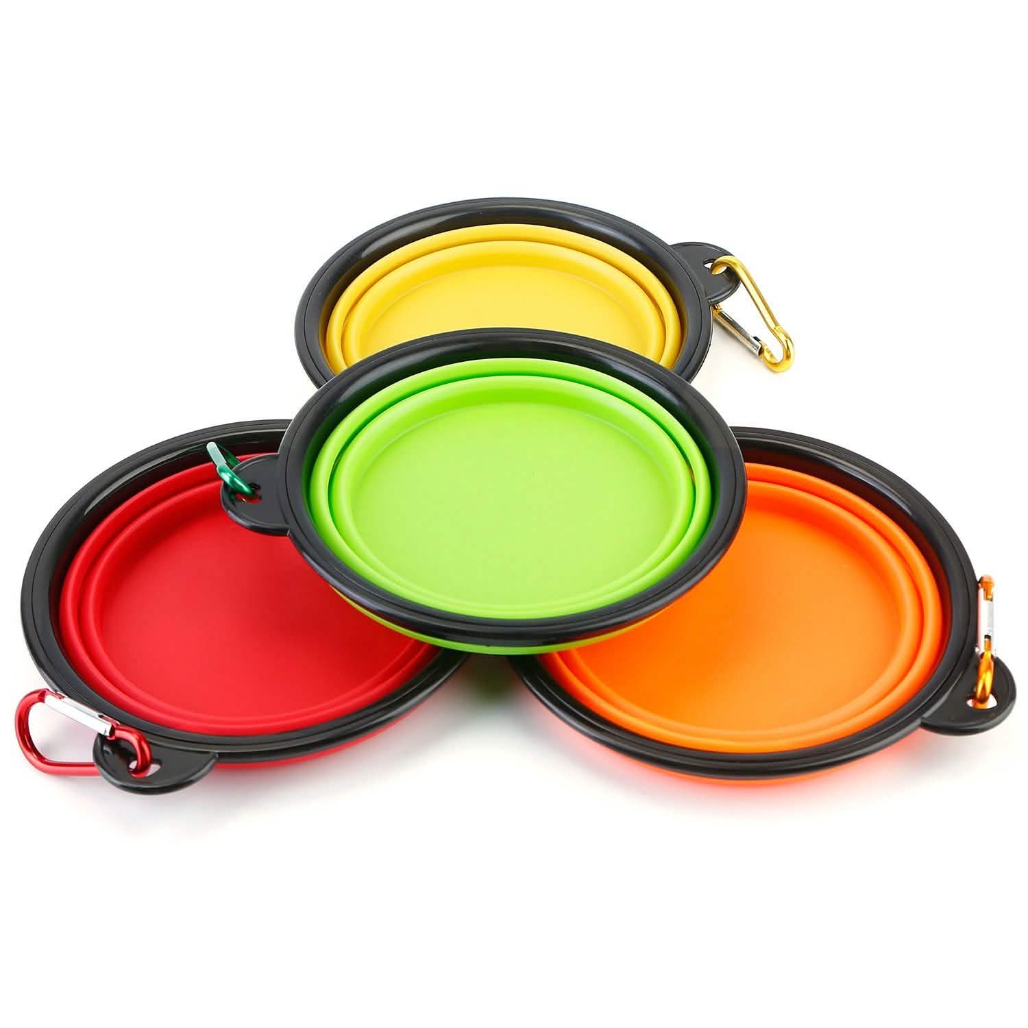 4-Pack: Silicone Collapsible Dog or Cat Food Water Bowl Pet Supplies - Tophatter Daily Deals