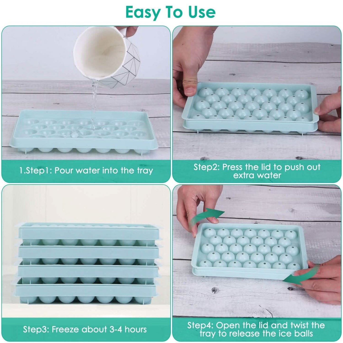 4-Pack: Small Ice Cube Maker Mold with Lid Bin Kitchen Tools & Gadgets - Tophatter Daily Deals