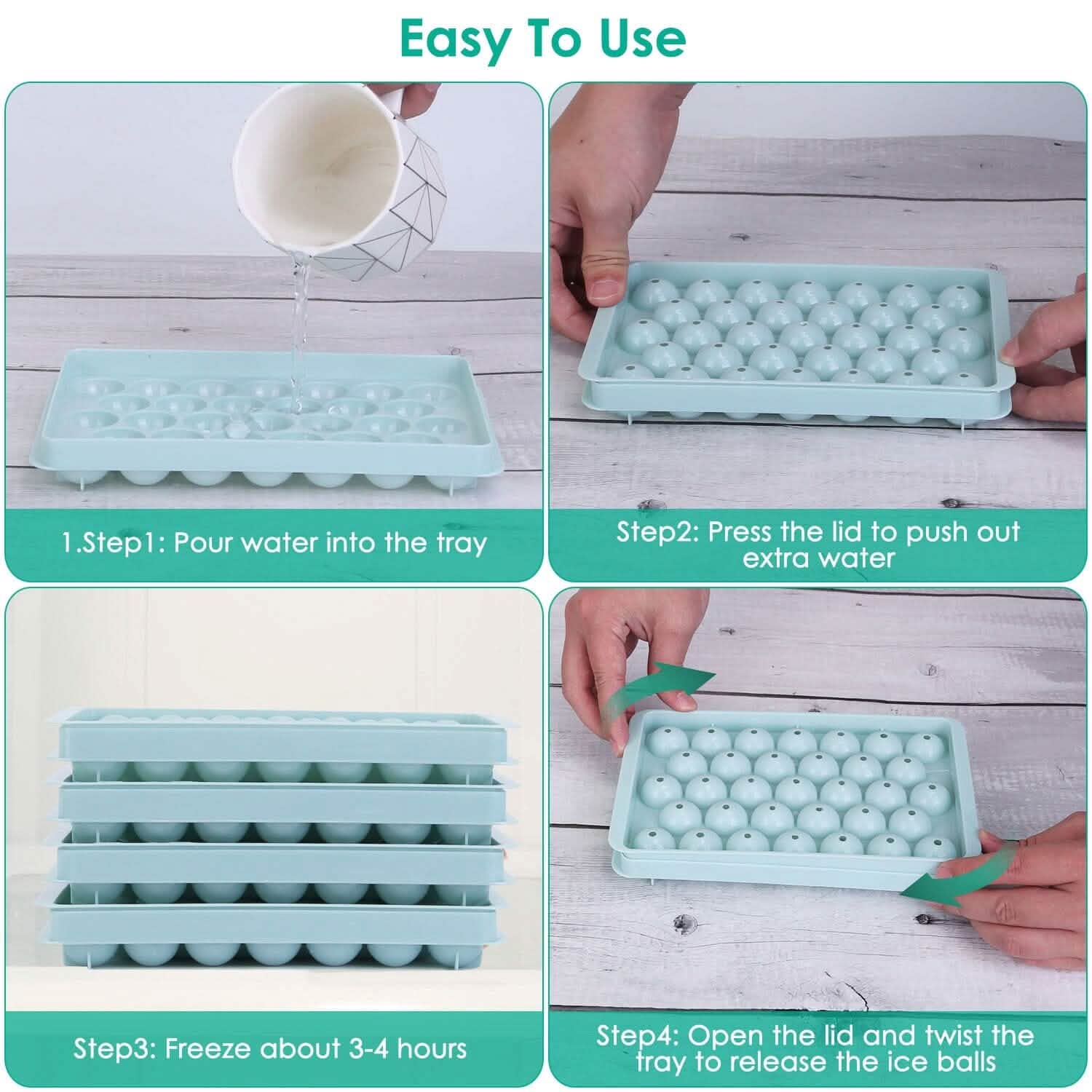 4-Pack: Small Ice Cube Maker Mold with Lid Bin Kitchen Tools & Gadgets - Tophatter Daily Deals