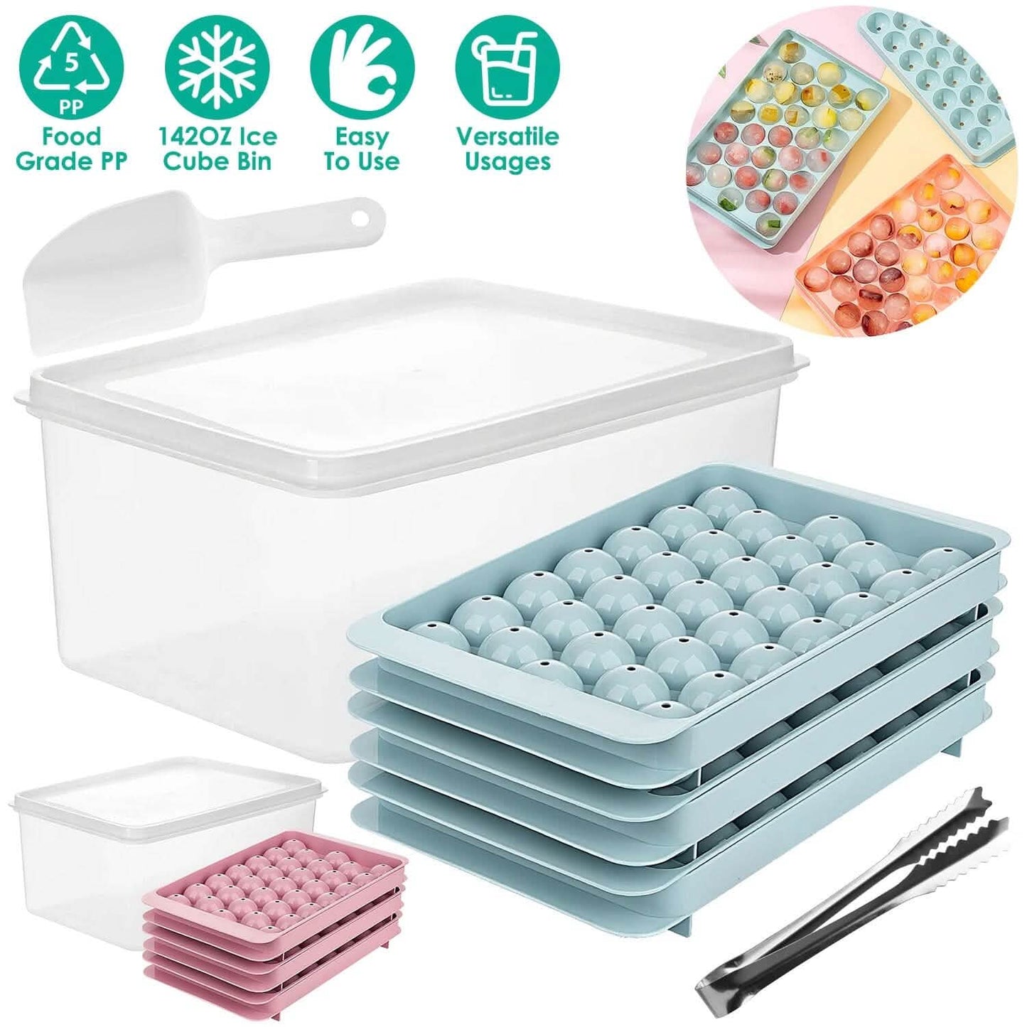 4-Pack: Small Ice Cube Maker Mold with Lid Bin Kitchen Tools & Gadgets - Tophatter Daily Deals