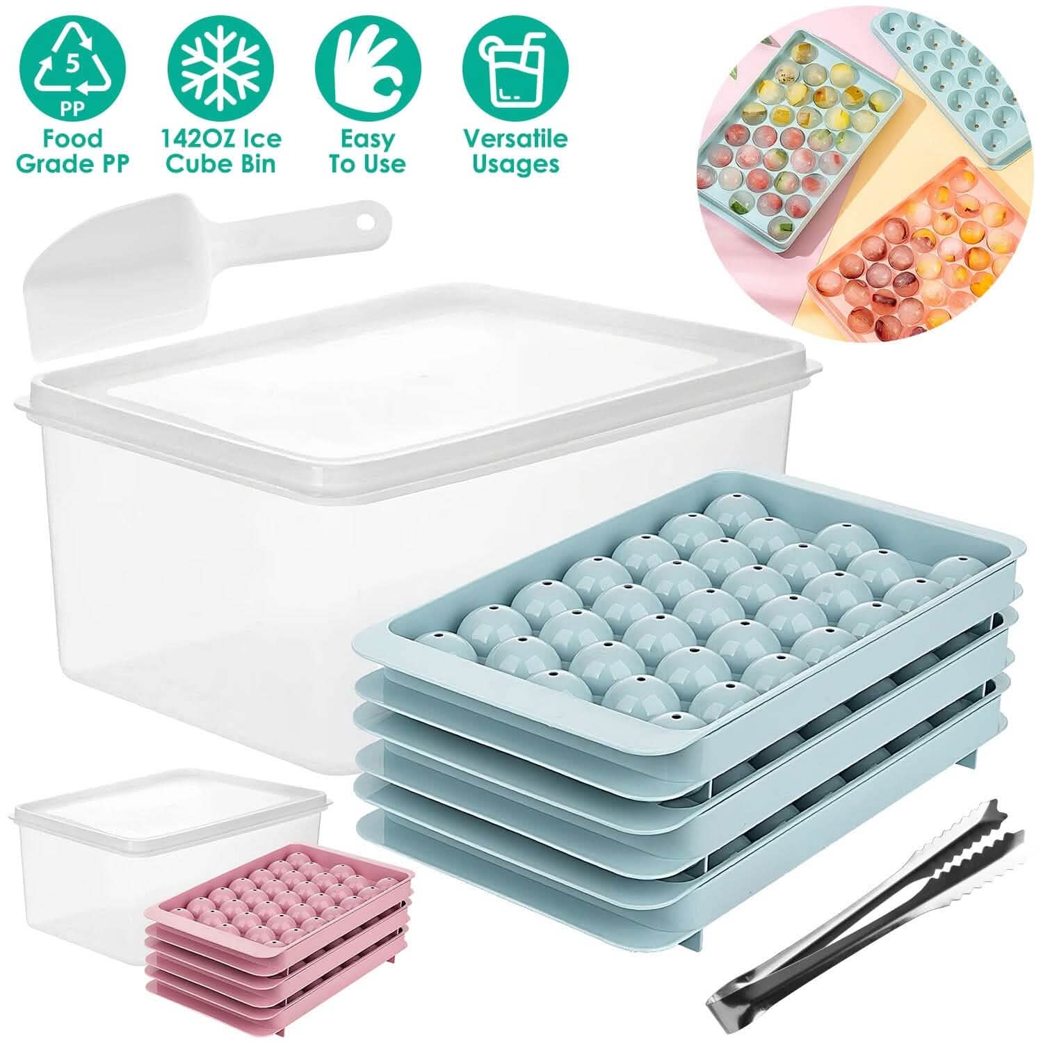 4-Pack: Small Ice Cube Maker Mold with Lid Bin Kitchen Tools & Gadgets - Tophatter Daily Deals