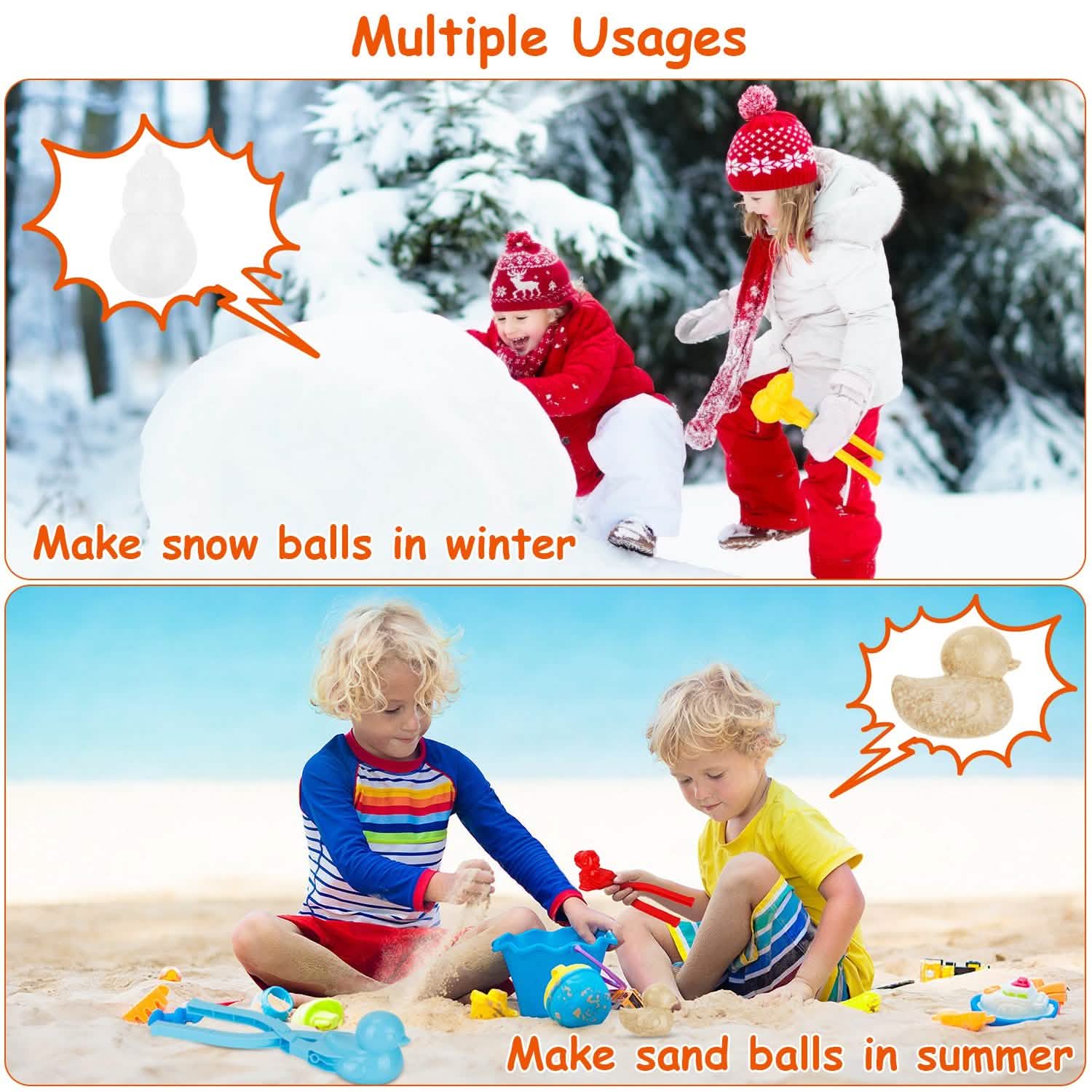 4-Pack: Snowball Makers Set Clip Snow Molds Toys & Games - Tophatter Daily Deals