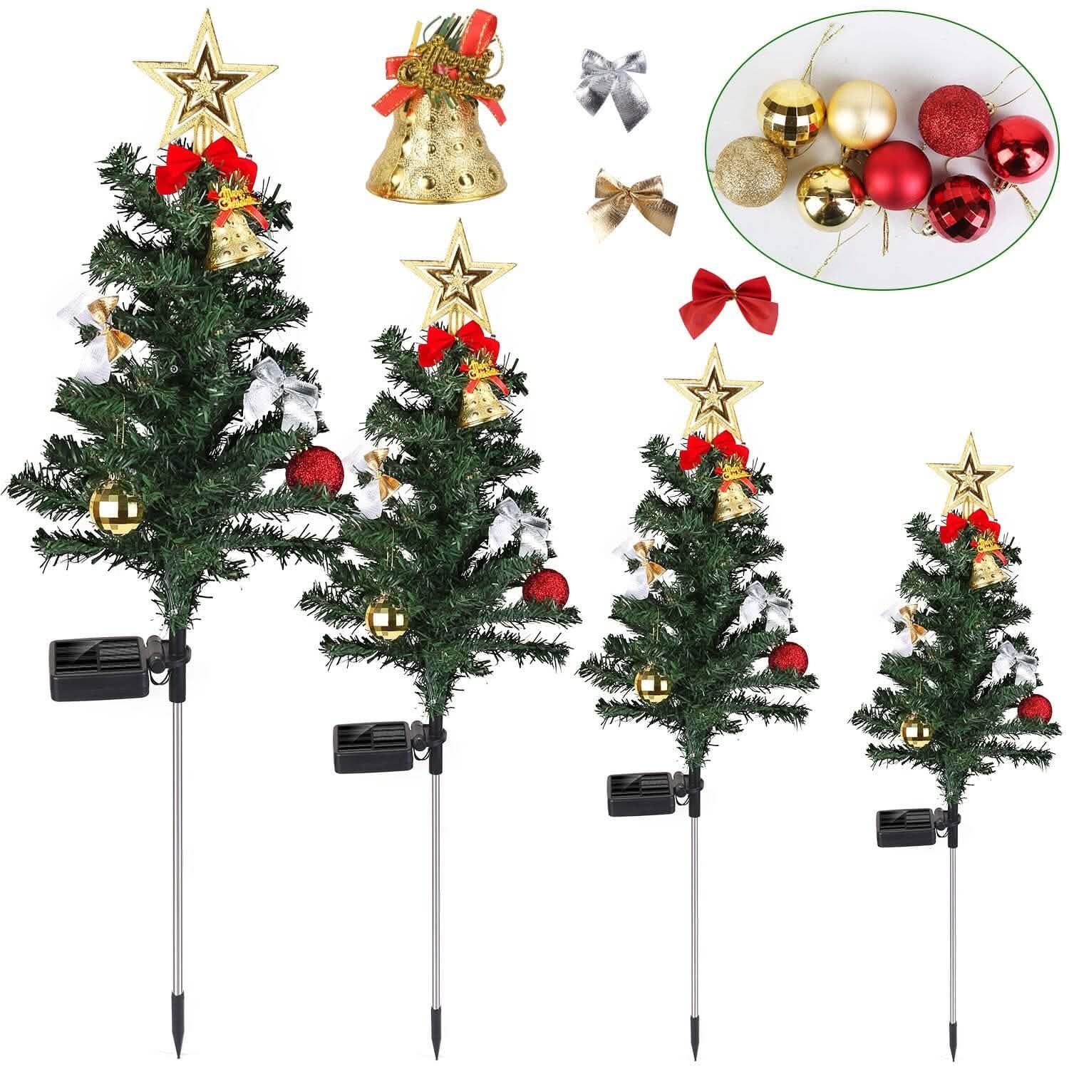 4-Pack: Solar Christmas Tree Lights Garden Decorations Seasonal Decor - Tophatter Daily Deals