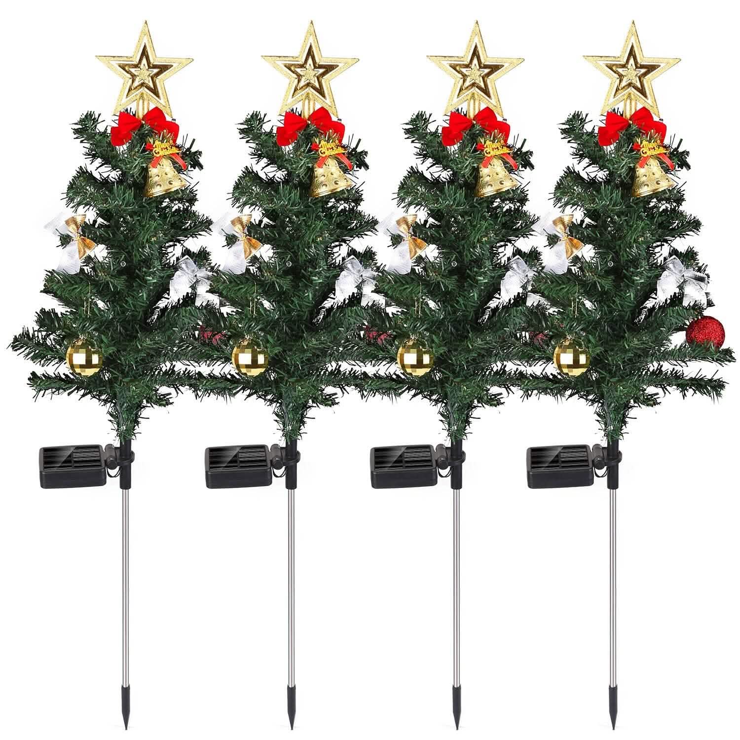 4-Pack: Solar Christmas Tree Lights Garden Decorations Seasonal Decor - Tophatter Daily Deals