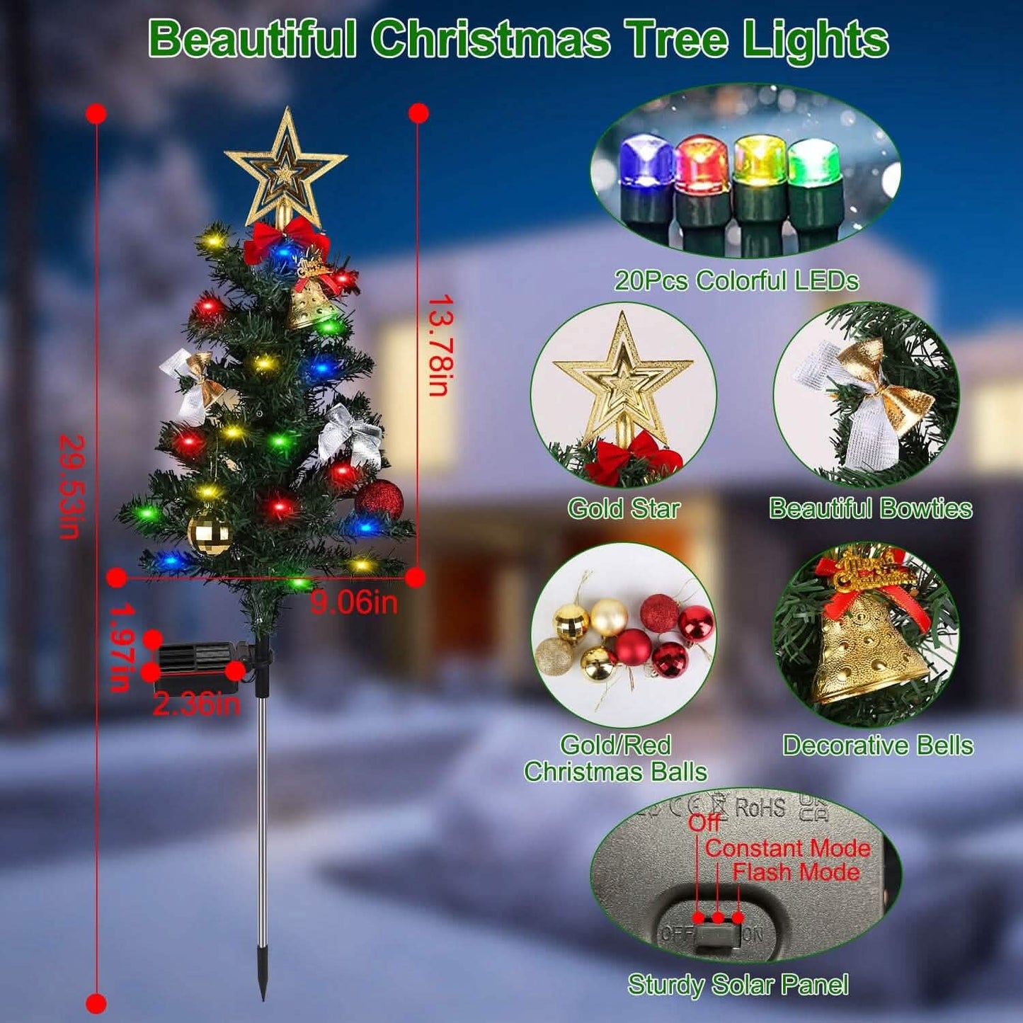 4-Pack: Solar Christmas Tree Lights Garden Decorations Seasonal Decor - Tophatter Daily Deals