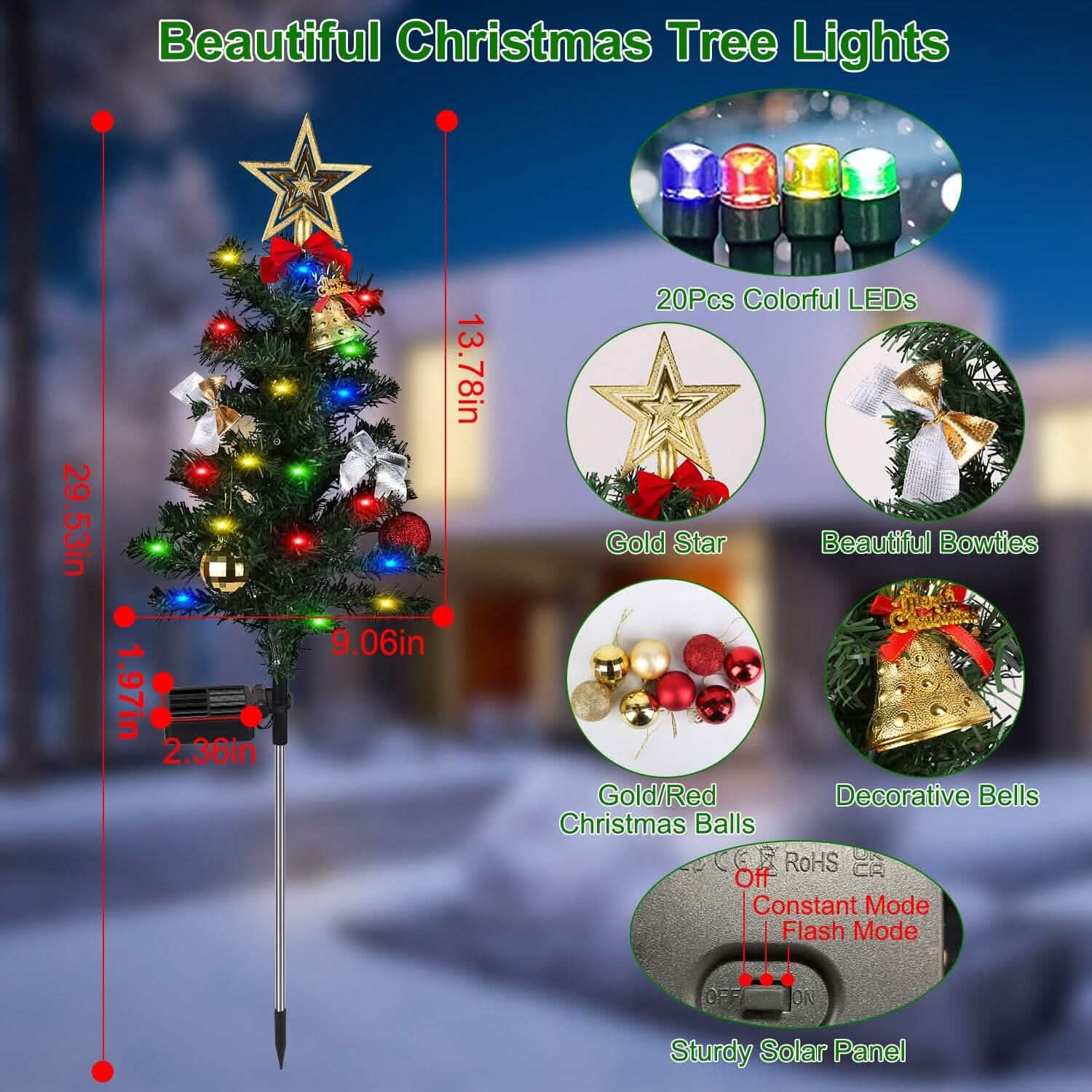 4-Pack: Solar Christmas Tree Lights Garden Decorations Seasonal Decor - Tophatter Daily Deals