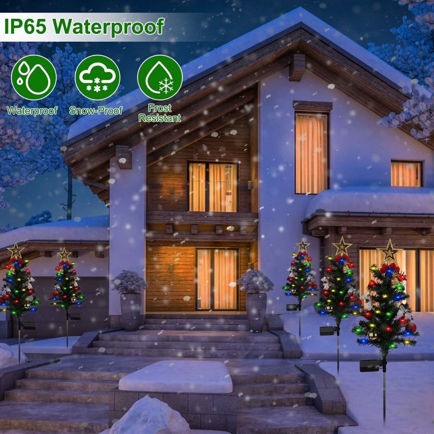 4-Pack: Solar Christmas Tree Lights Garden Decorations Seasonal Decor - Tophatter Daily Deals