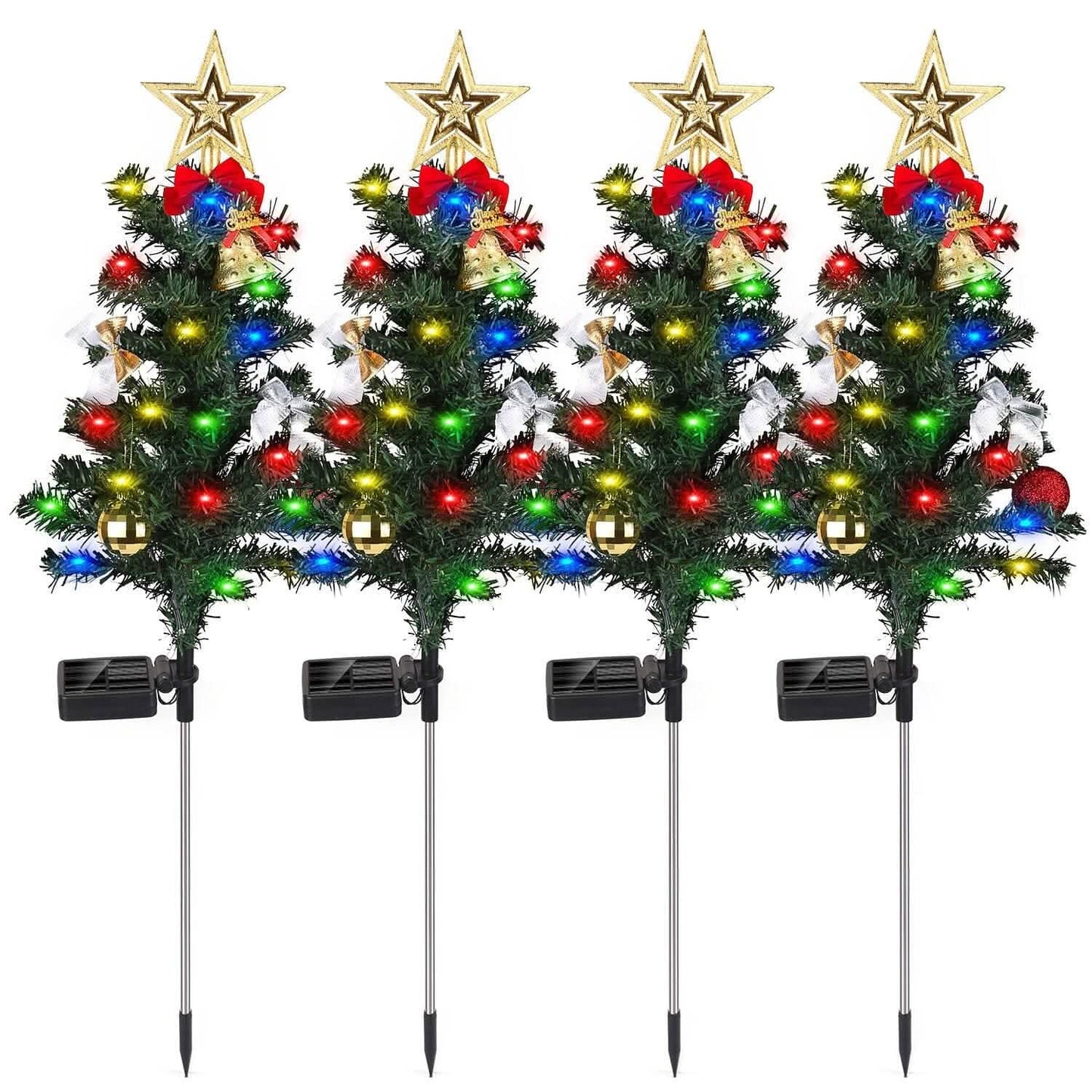 4-Pack: Solar Christmas Tree Lights Garden Decorations Seasonal Decor - Tophatter Daily Deals