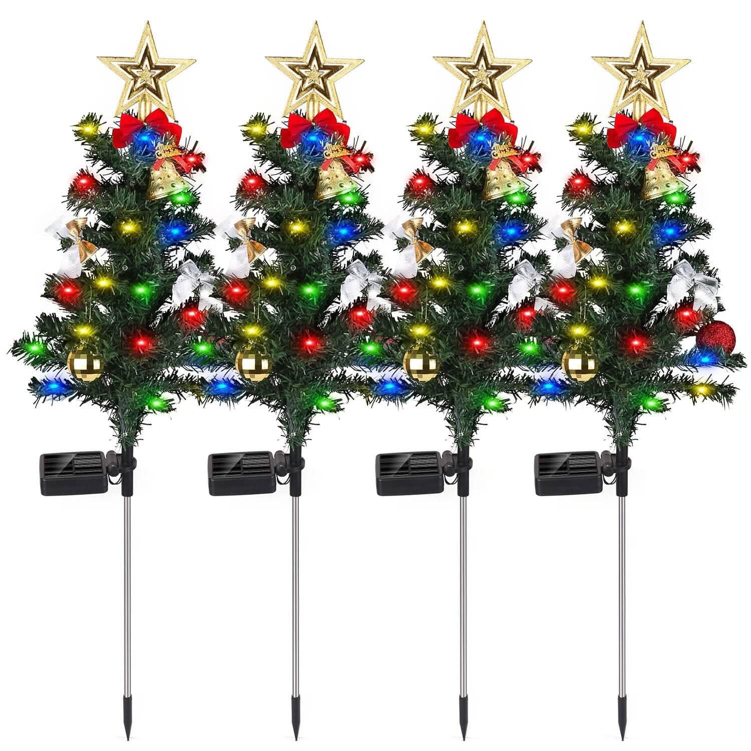 4-Pack: Solar Christmas Tree Lights Garden Decorations Seasonal Decor - Tophatter Daily Deals