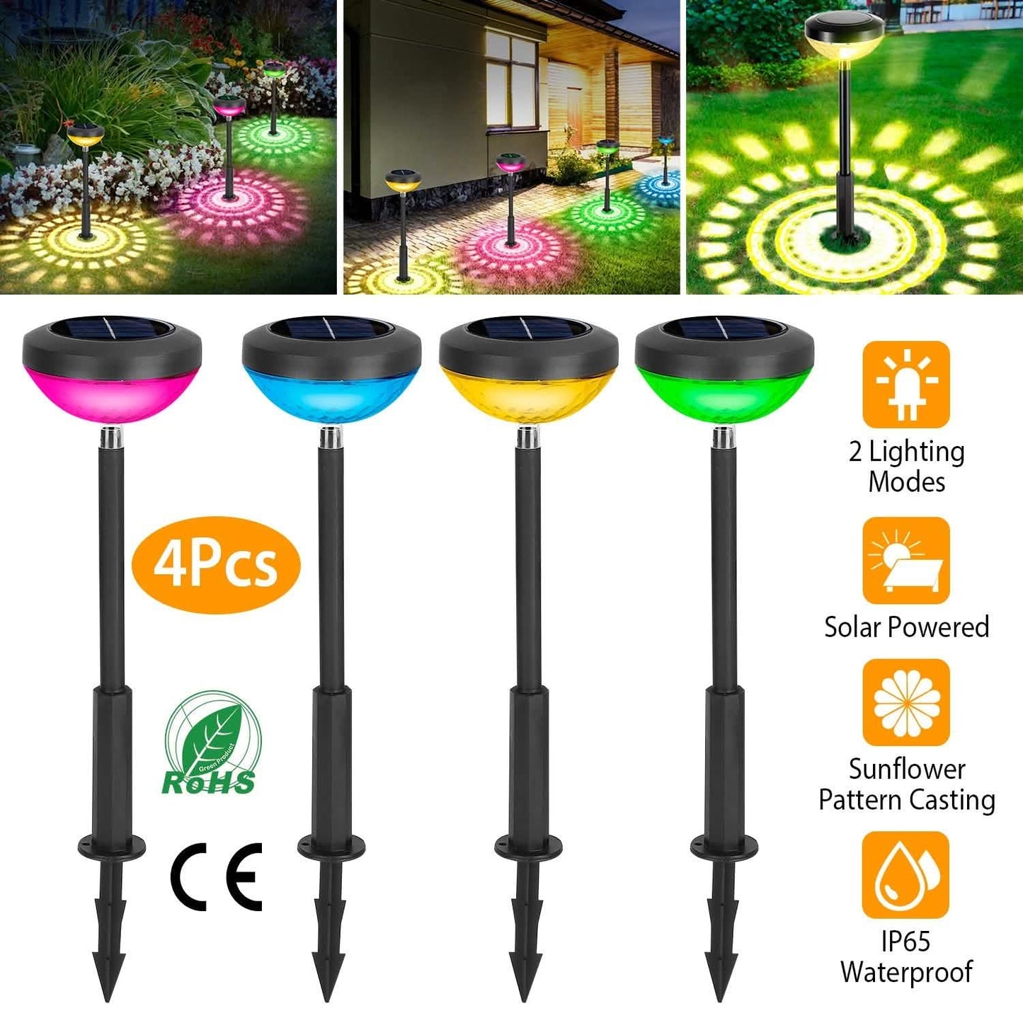 4-Pack: Solar Pathway Color Changing Garden Light Outdoor Lighting - Tophatter Daily Deals