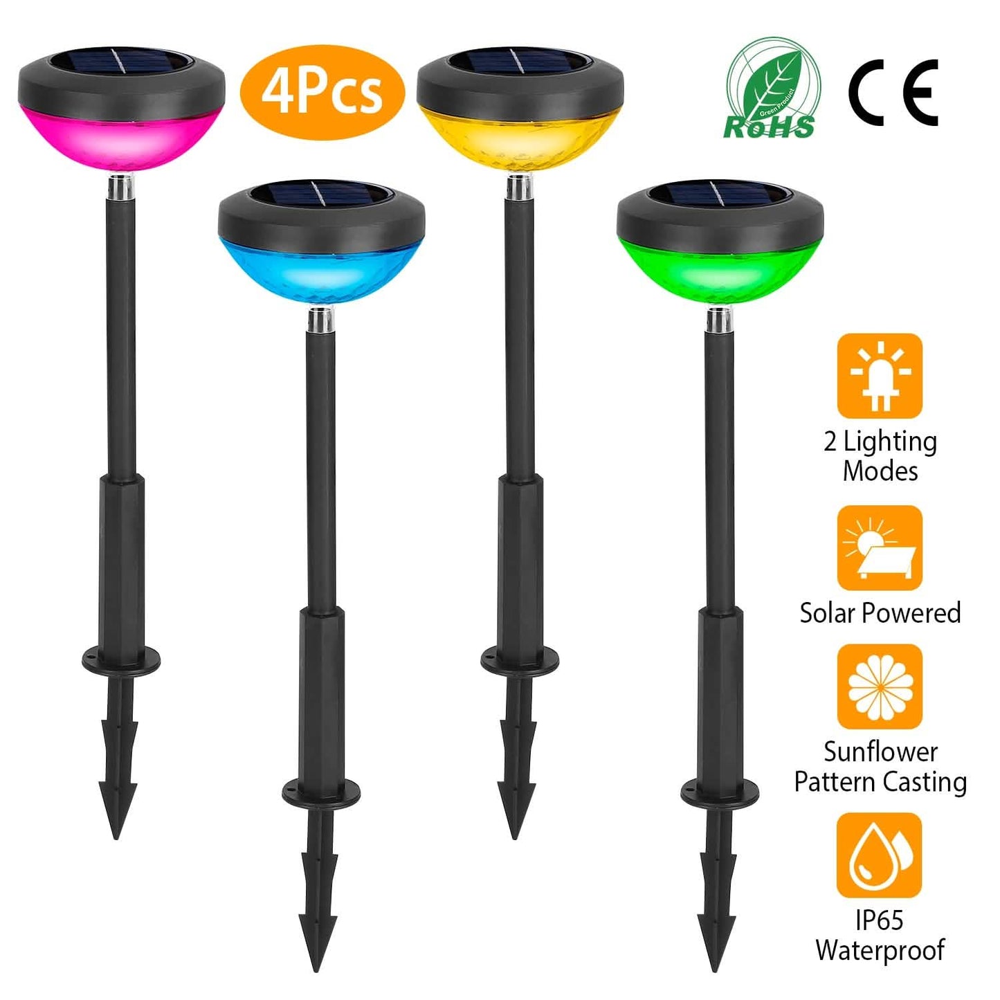 4-Pack: Solar Pathway Color Changing Garden Light Outdoor Lighting - Tophatter Daily Deals