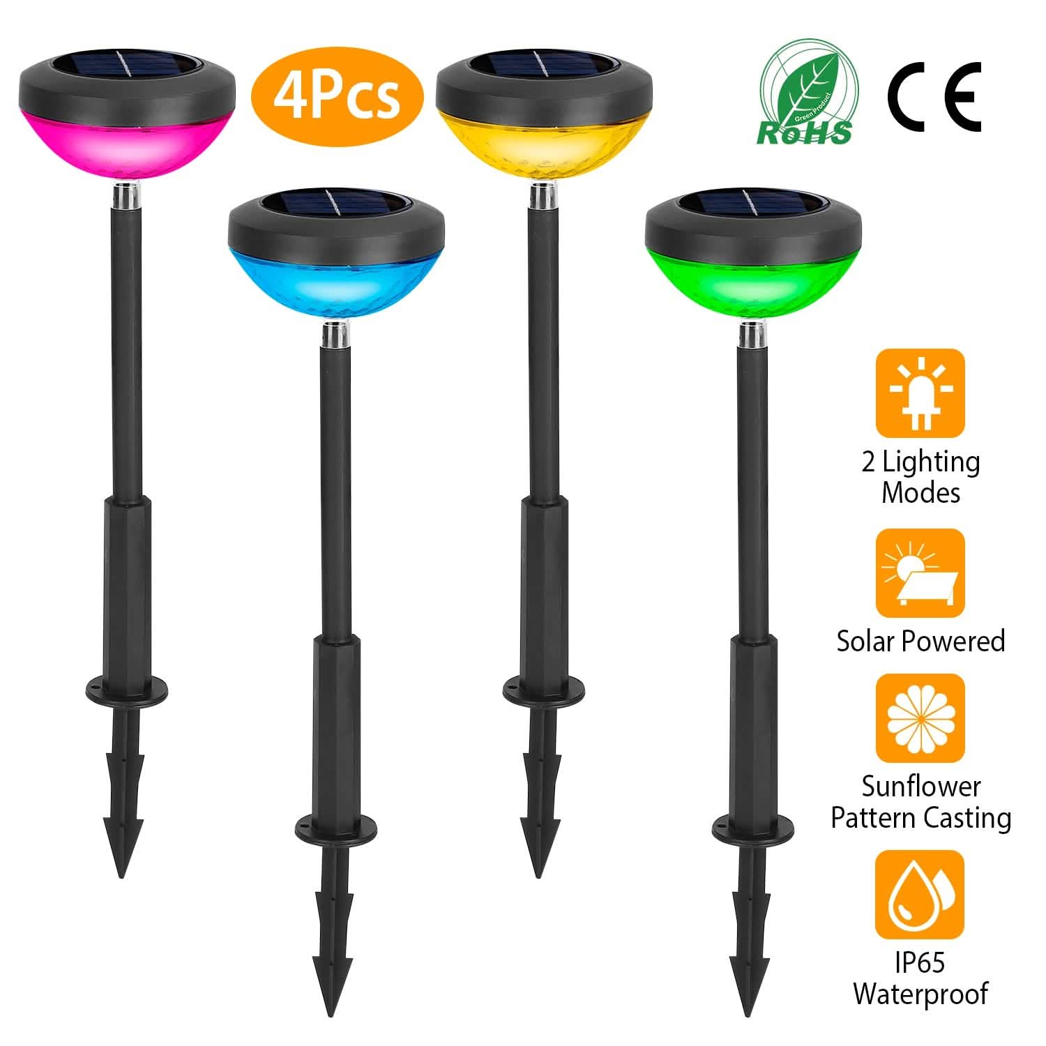 4-Pack: Solar Pathway Color Changing Garden Light Outdoor Lighting - Tophatter Daily Deals