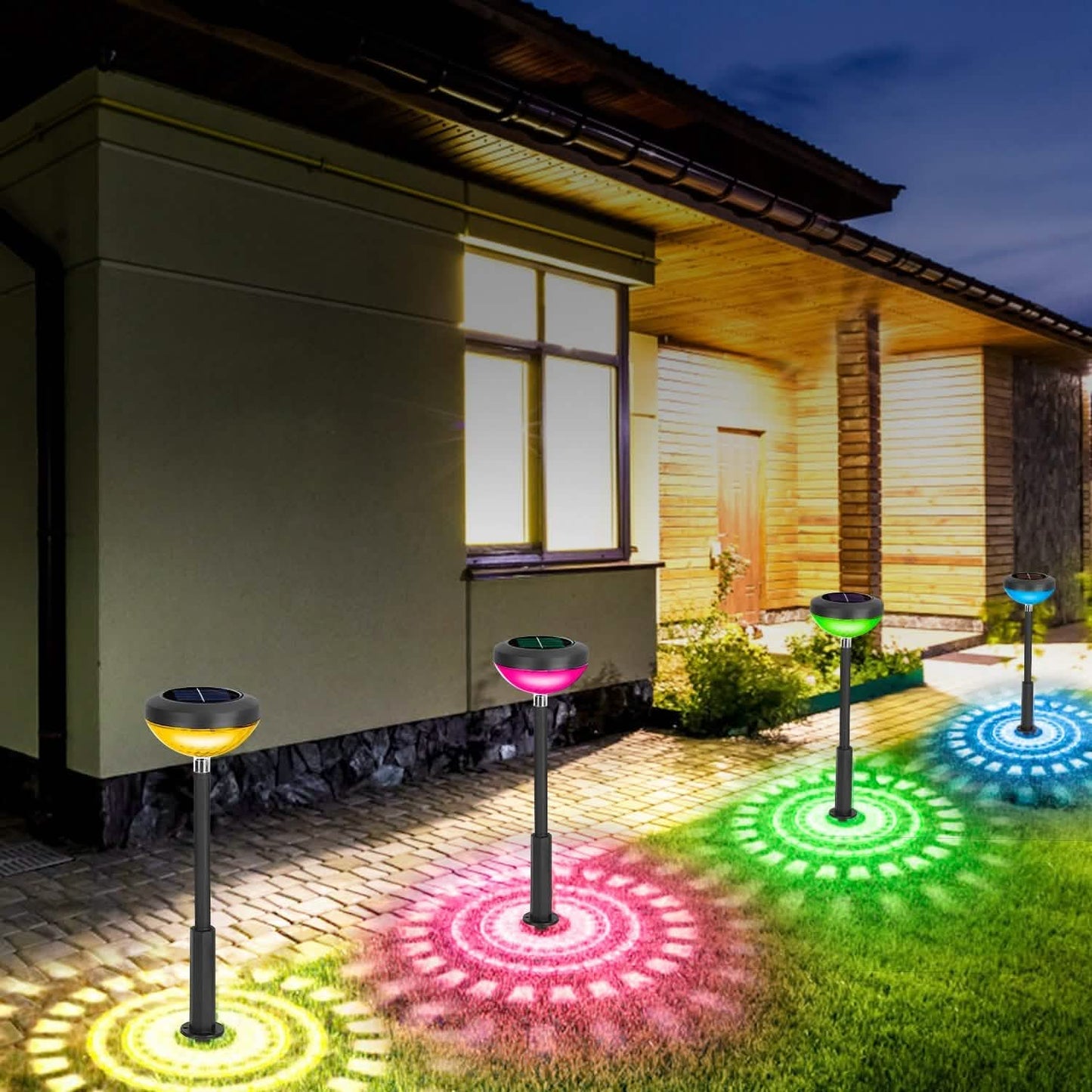 4-Pack: Solar Pathway Color Changing Garden Light Outdoor Lighting - Tophatter Daily Deals