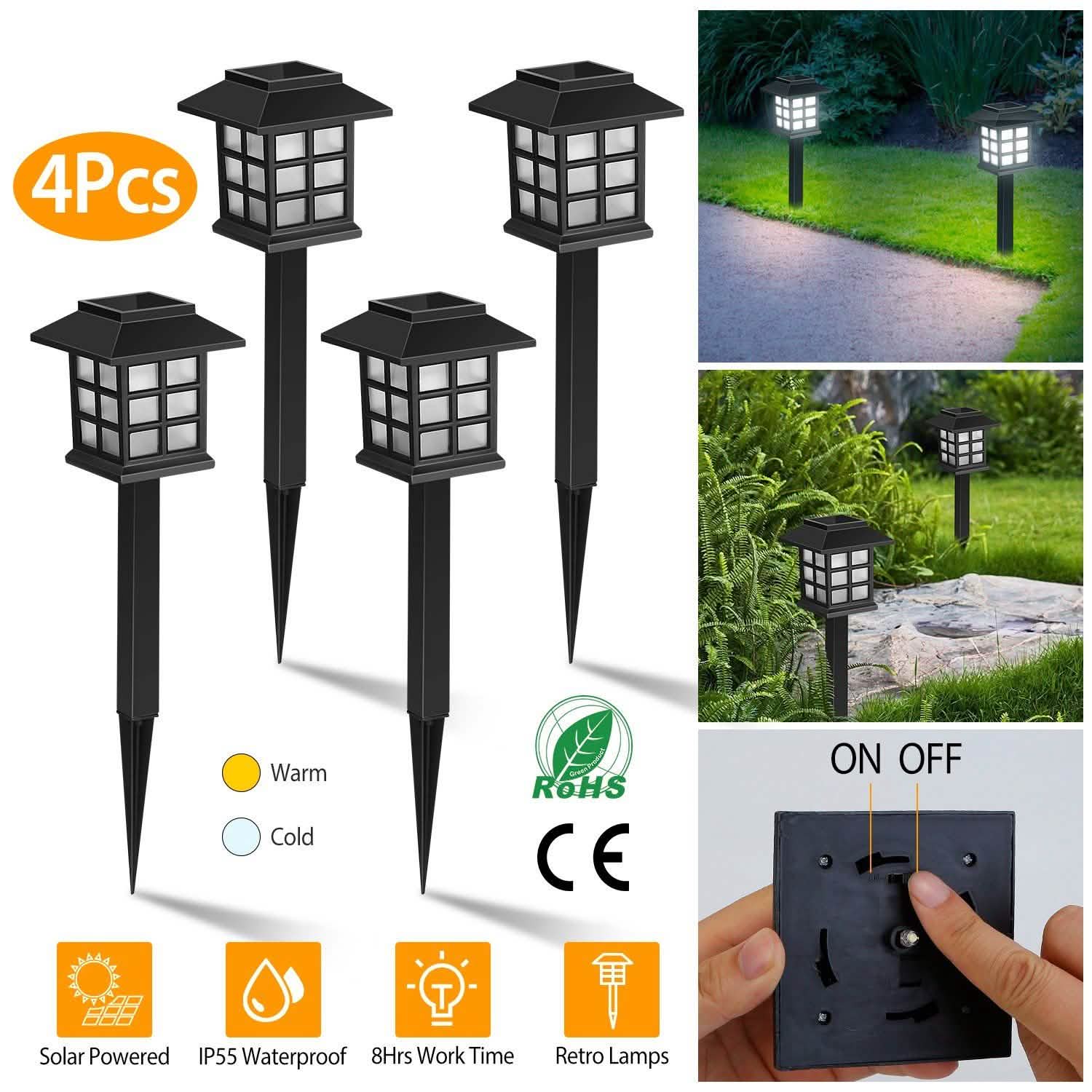 4-Pack: Solar Pathway Lights Outdoor Lighting - Tophatter Daily Deals