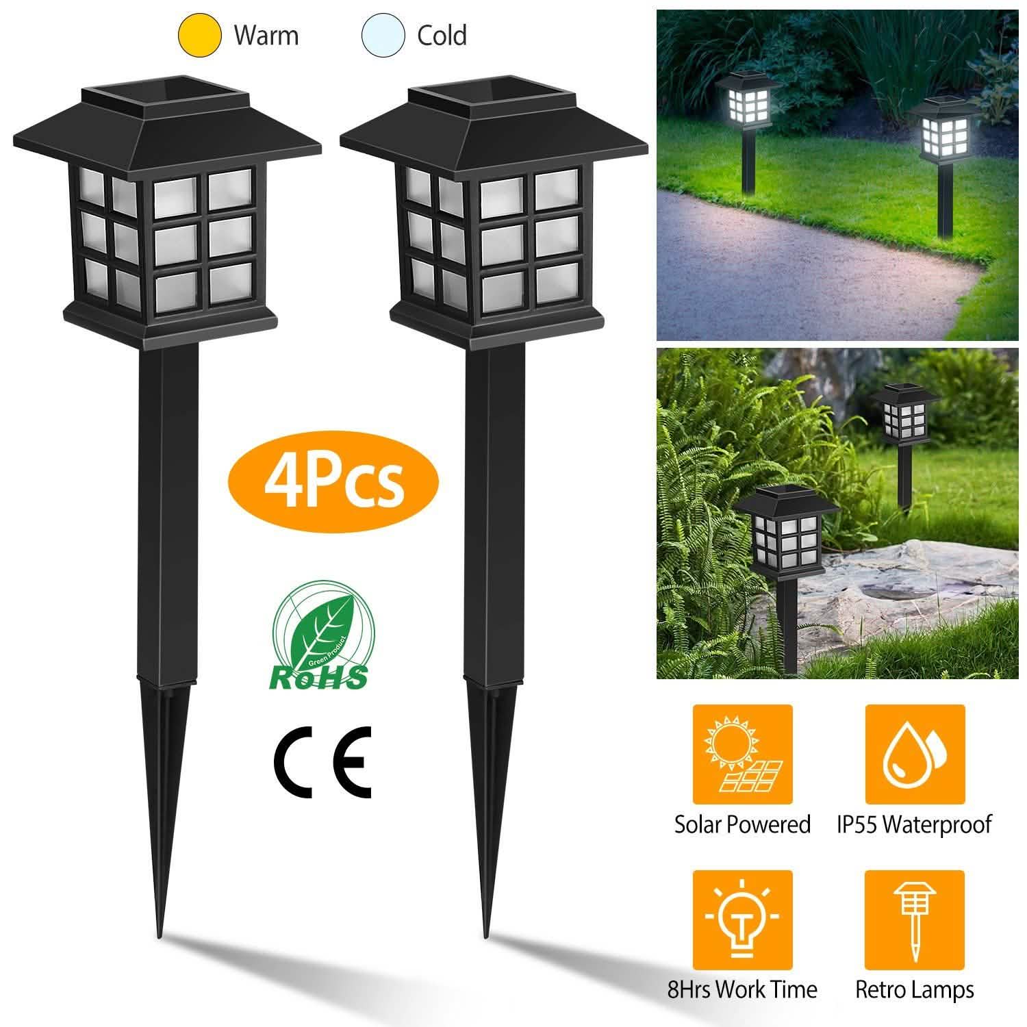 4-Pack: Solar Pathway Lights Outdoor Lighting - Tophatter Daily Deals