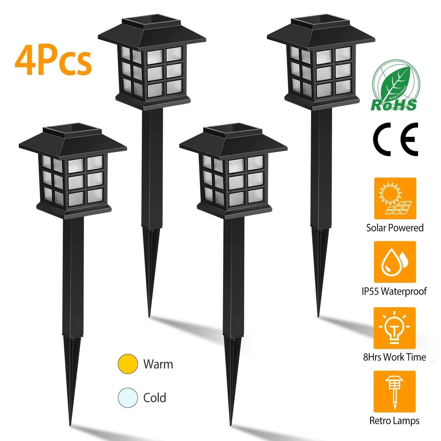 4-Pack: Solar Pathway Lights Outdoor Lighting - Tophatter Daily Deals