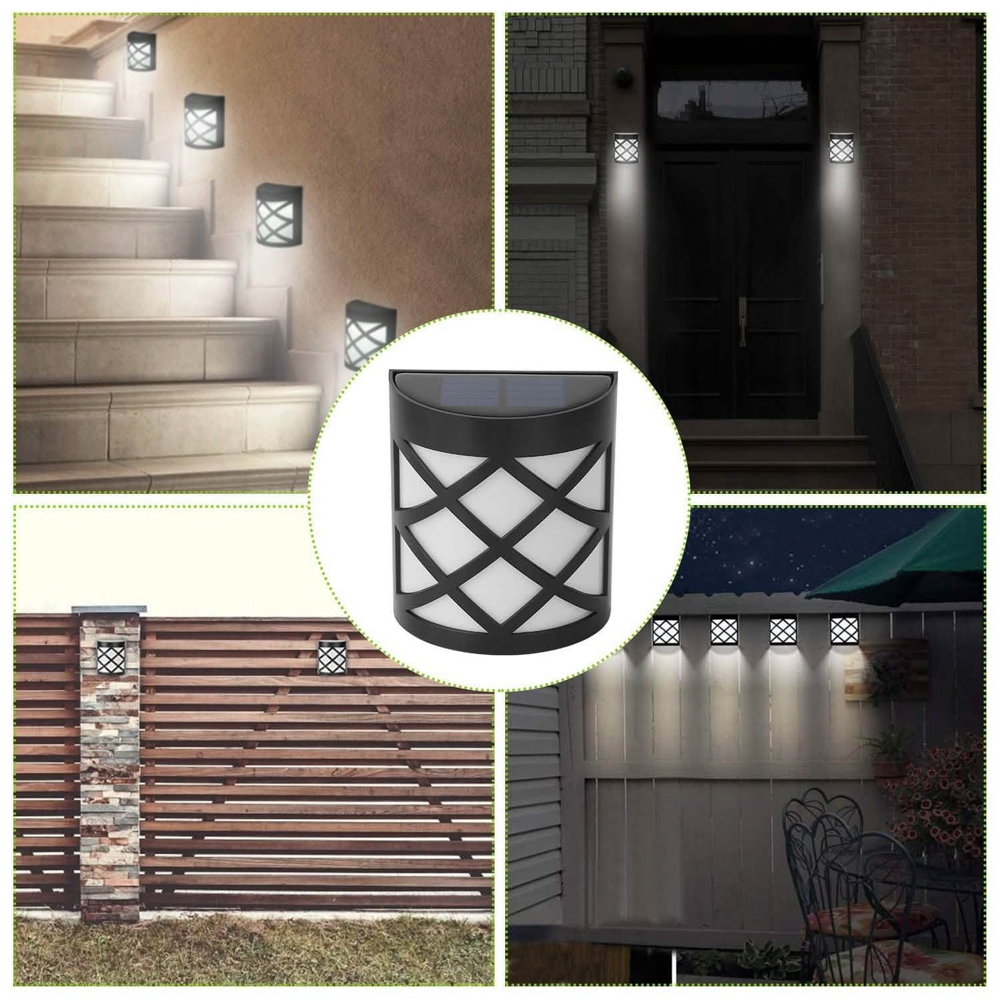 4-Pack: Solar Power LED Fence Light Outdoor Lighting - Tophatter Daily Deals