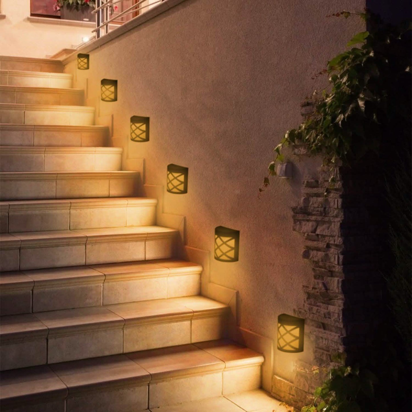 4-Pack: Solar Power LED Fence Light Outdoor Lighting - Tophatter Daily Deals