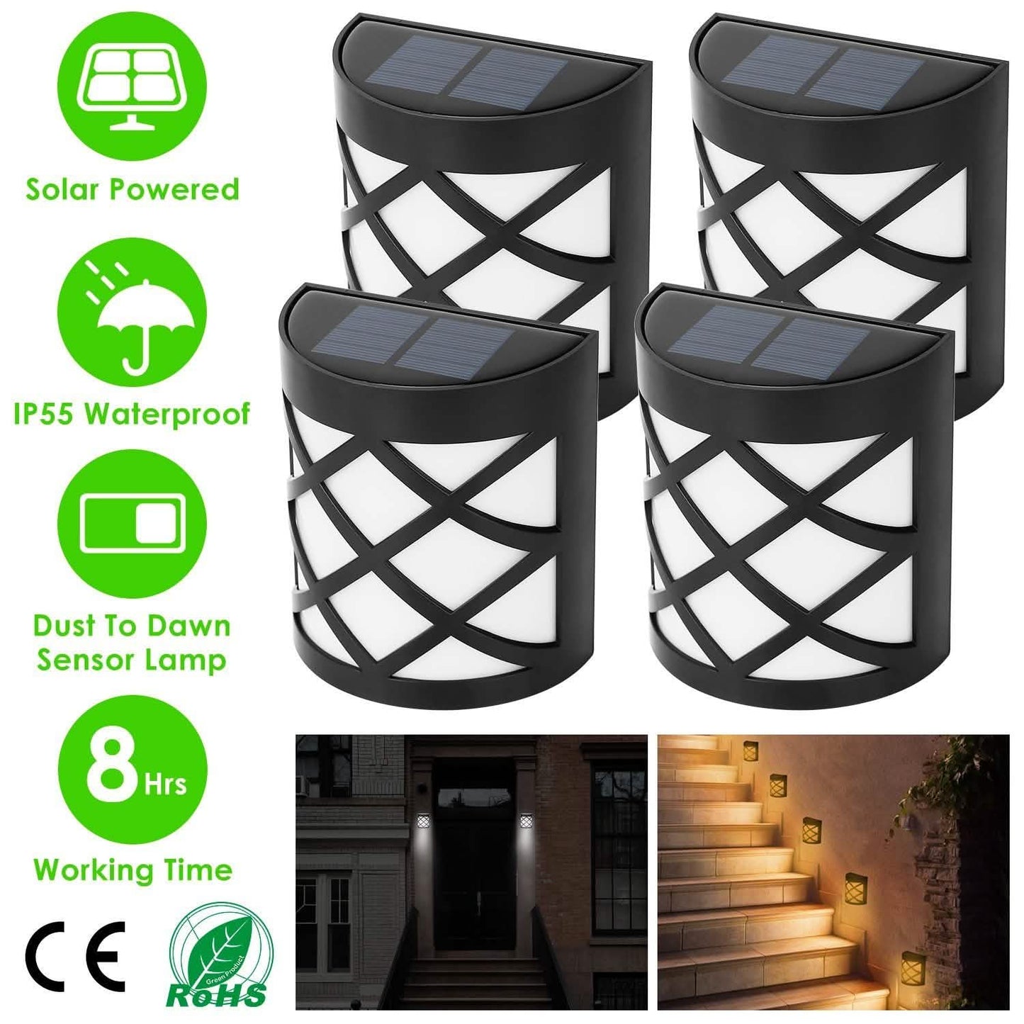 4-Pack: Solar Power LED Fence Light Outdoor Lighting - Tophatter Daily Deals