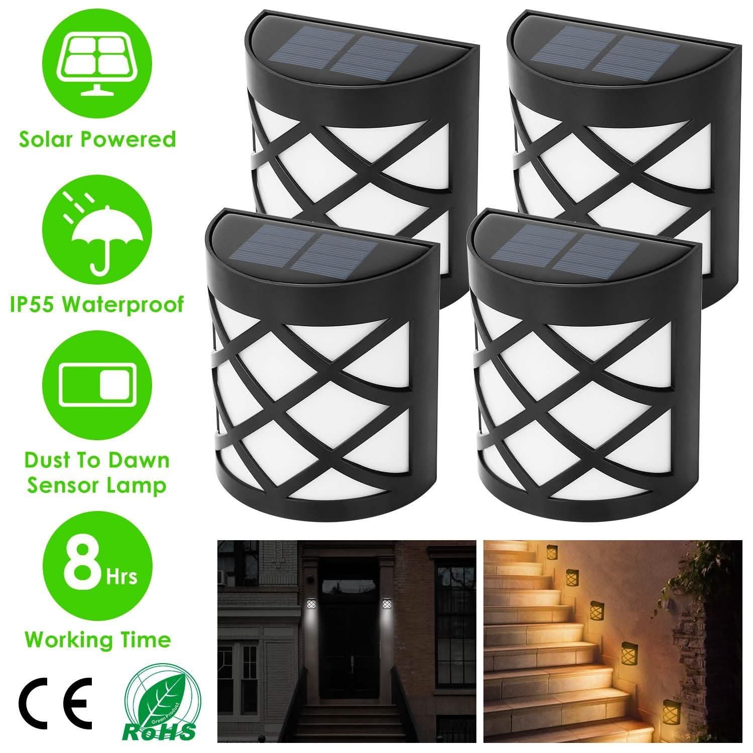 4-Pack: Solar Power LED Fence Light Outdoor Lighting - Tophatter Daily Deals