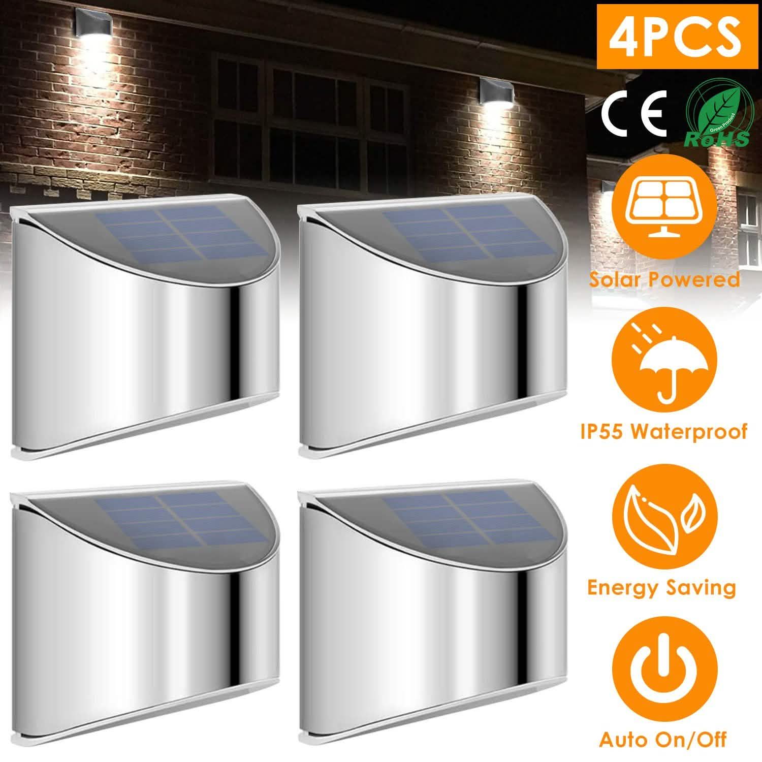 4-Pack: Solar Powered Deck Lights Outdoor Lighting - Tophatter Daily Deals