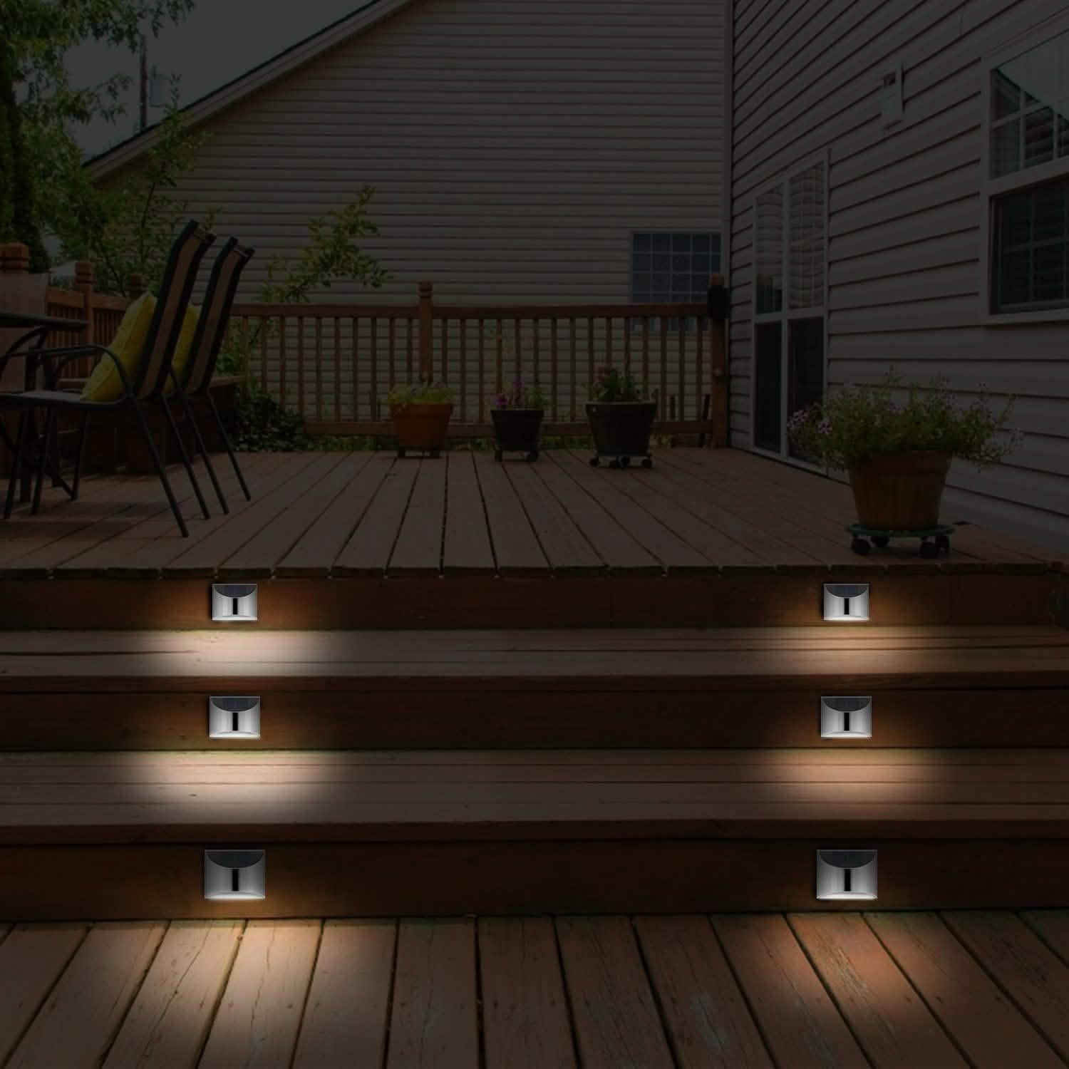 4-Pack: Solar Powered Deck Lights Outdoor Lighting - Tophatter Daily Deals