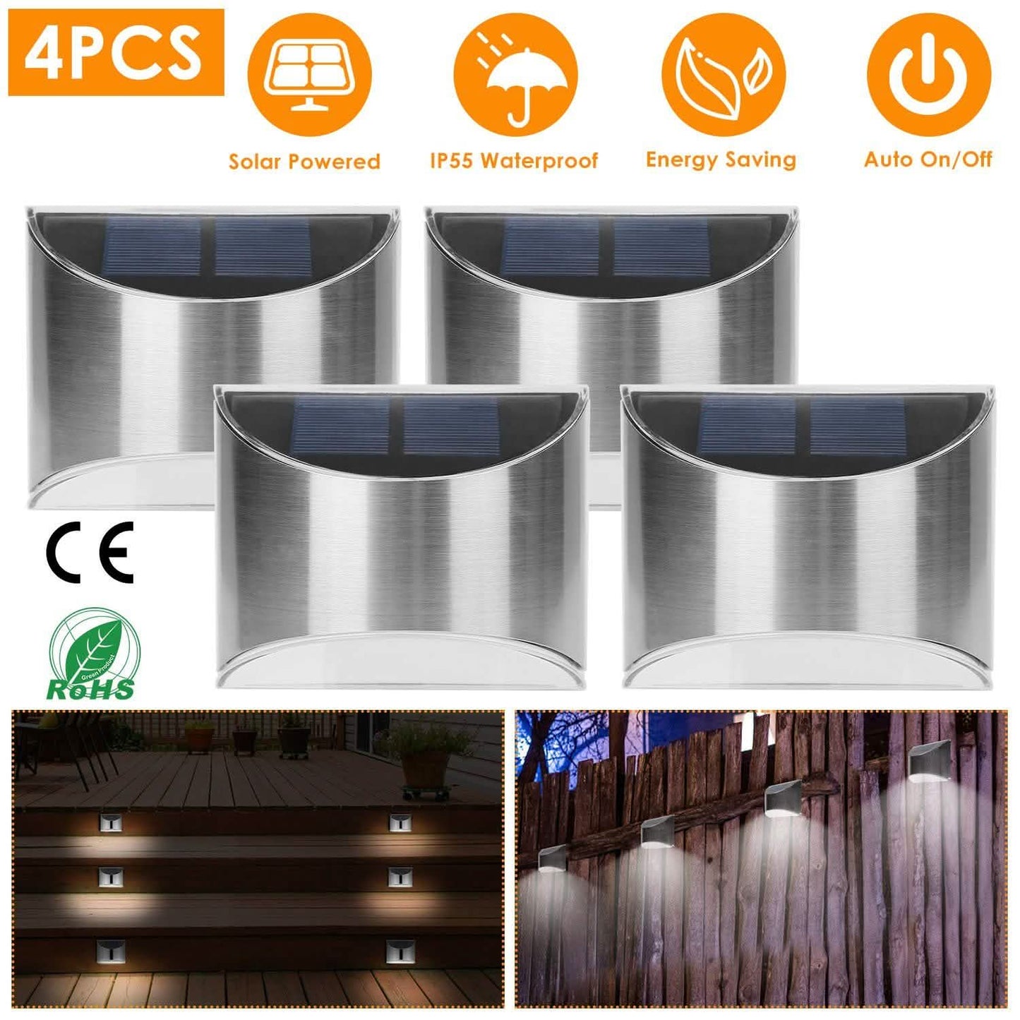 4-Pack: Solar Powered Deck Lights Outdoor Lighting - Tophatter Daily Deals