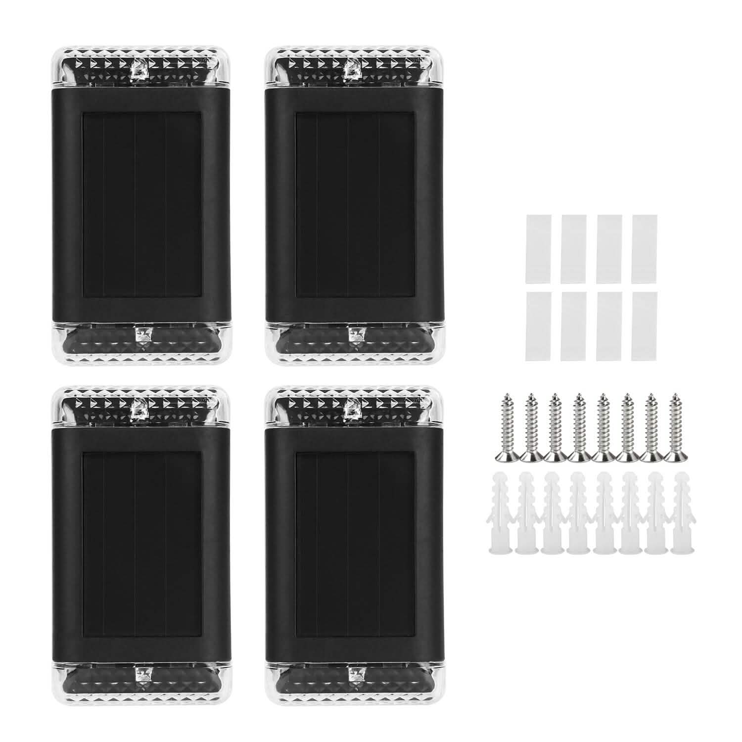4-Pack: Solar Powered Wall Sconce Light IP55 Rechargeable Optical Sensor Lamp Outdoor Lighting - Tophatter Daily Deals