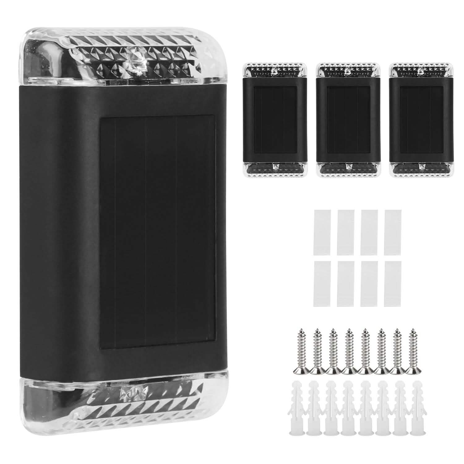 4-Pack: Solar Powered Wall Sconce Light IP55 Rechargeable Optical Sensor Lamp Outdoor Lighting - Tophatter Daily Deals