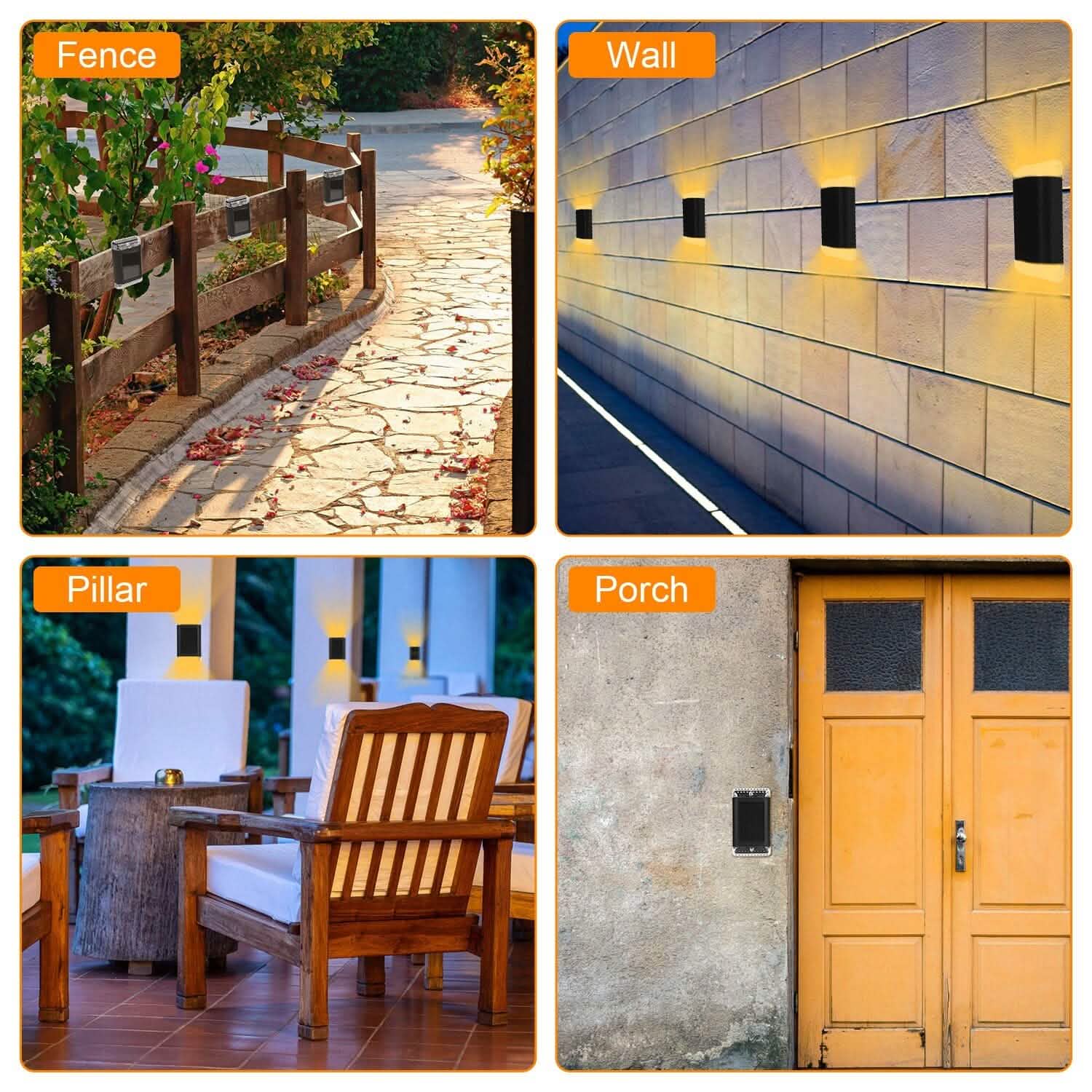 4-Pack: Solar Powered Wall Sconce Light IP55 Rechargeable Optical Sensor Lamp Outdoor Lighting - Tophatter Daily Deals