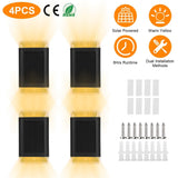 4-Pack: Solar Powered Wall Sconce Light IP55 Rechargeable Optical Sensor Lamp Outdoor Lighting - Tophatter Daily Deals