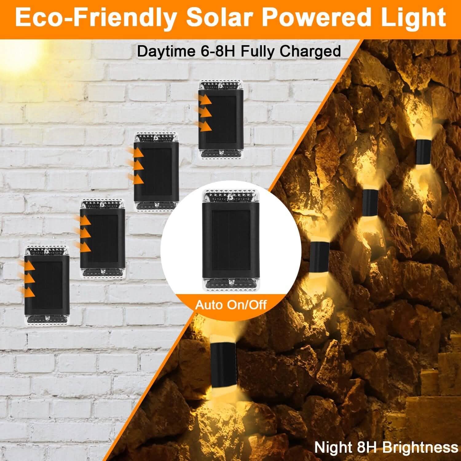 4-Pack: Solar Powered Wall Sconce Light IP55 Rechargeable Optical Sensor Lamp Outdoor Lighting - Tophatter Daily Deals