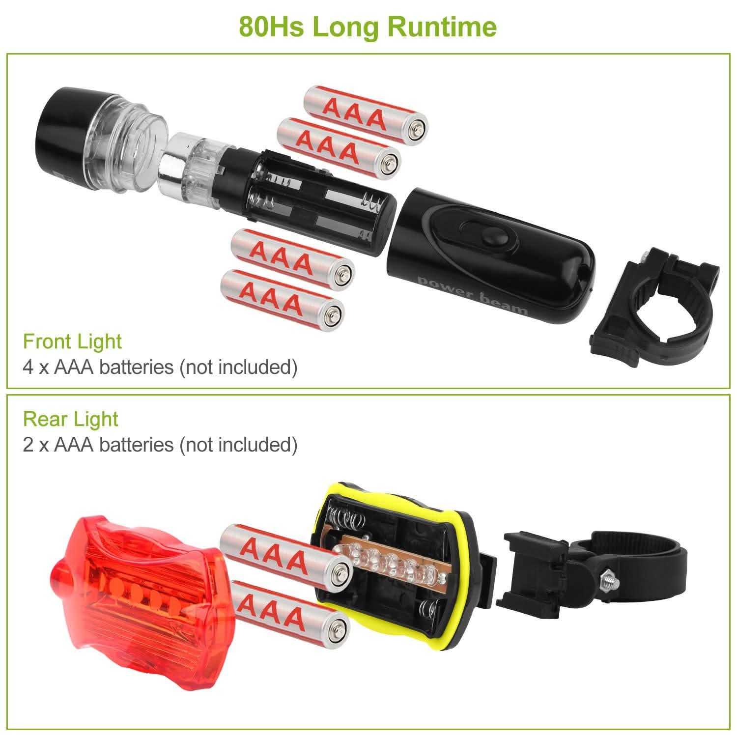 4-Pack: Universal Front Rear Bike Light Set Outdoor Recreation - Tophatter Daily Deals