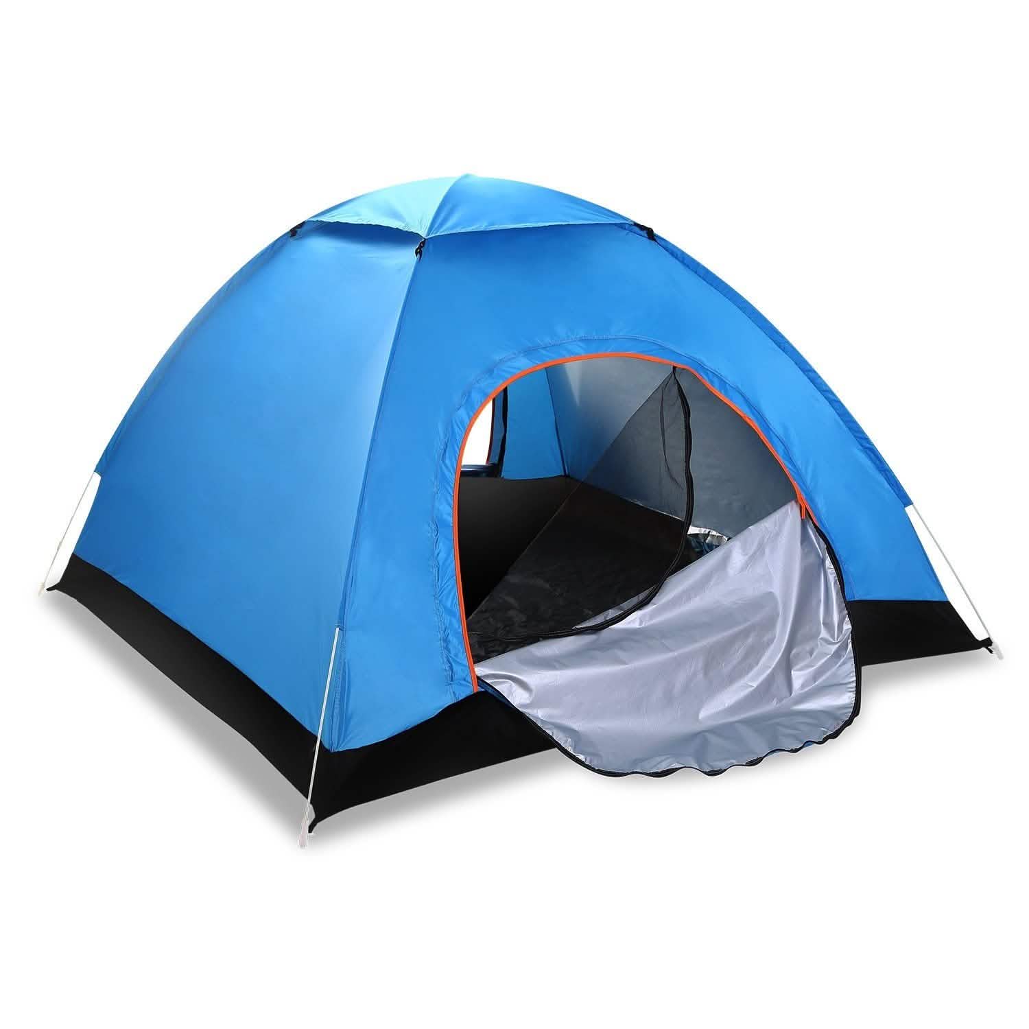 4 Persons Camping Waterproof Tent Blue Outdoor Recreation - Tophatter Daily Deals