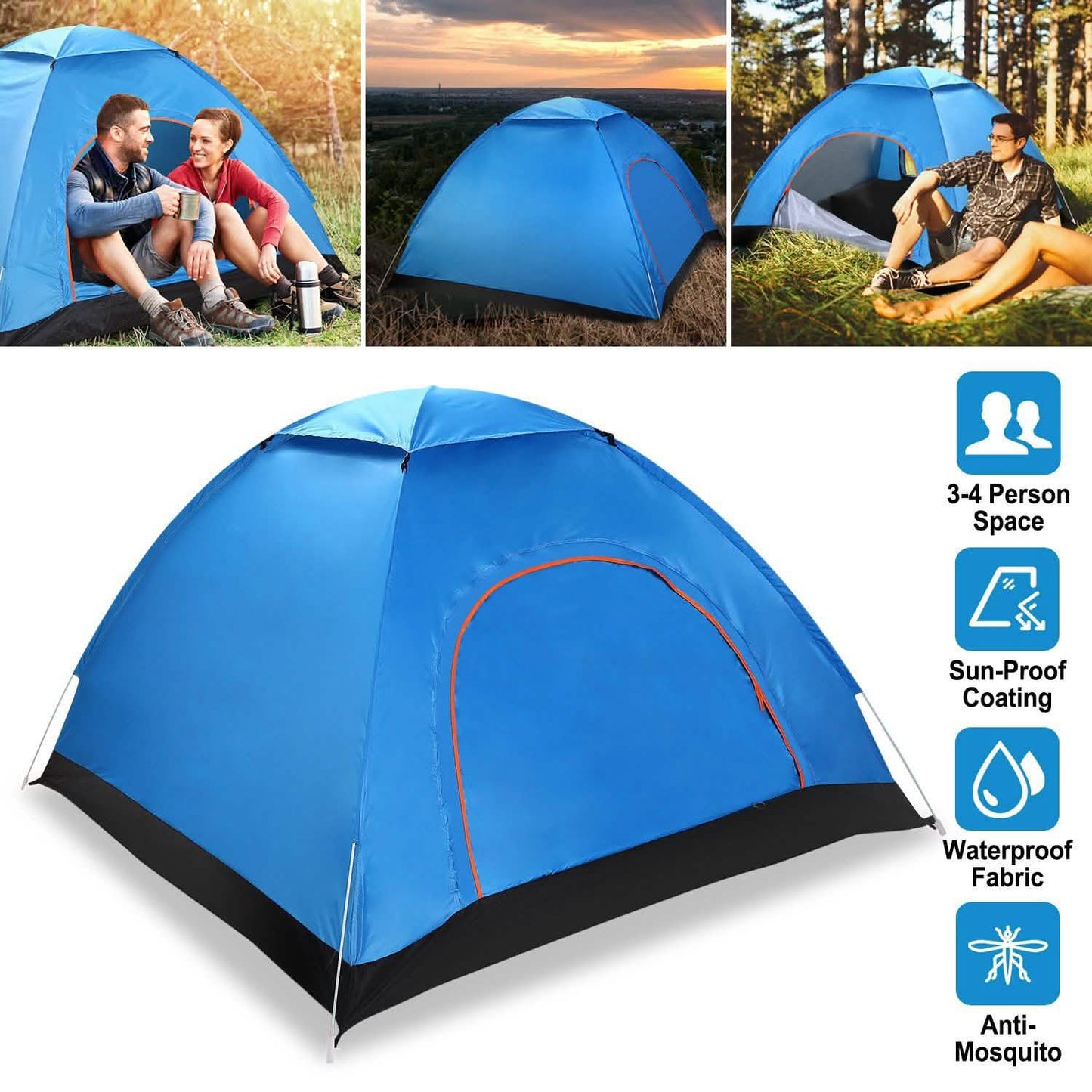 4 Persons Camping Waterproof Tent Outdoor Recreation - Tophatter Daily Deals