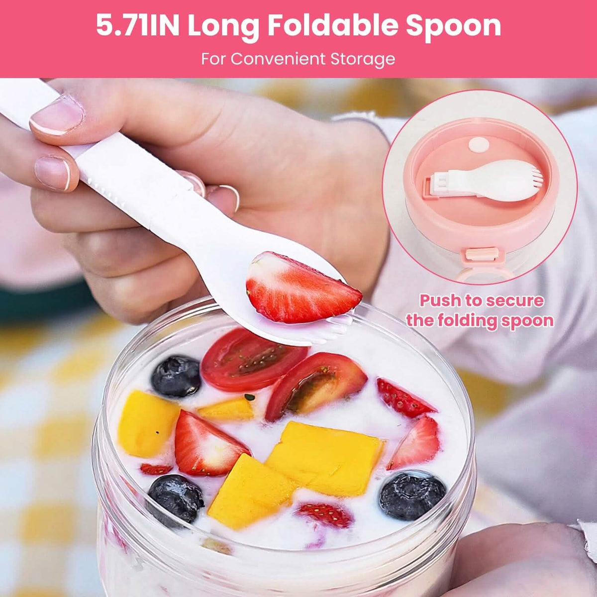 4-Piece: 20 Oz Oat Containers with Lids and Folding Spoons Kitchen Storage - Tophatter Daily Deals