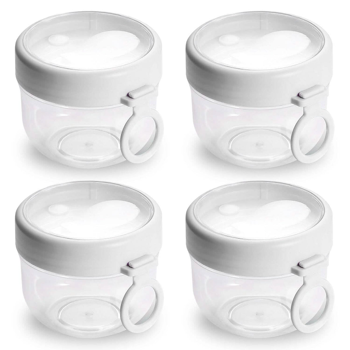 4-Piece: 20 Oz Oat Containers with Lids and Folding Spoons Kitchen Storage - Tophatter Daily Deals