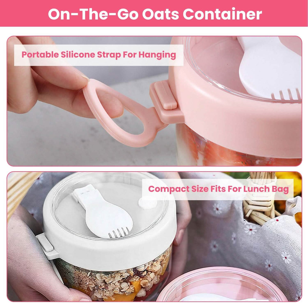 4-Piece: 20 Oz Oat Containers with Lids and Folding Spoons Kitchen Storage - Tophatter Daily Deals