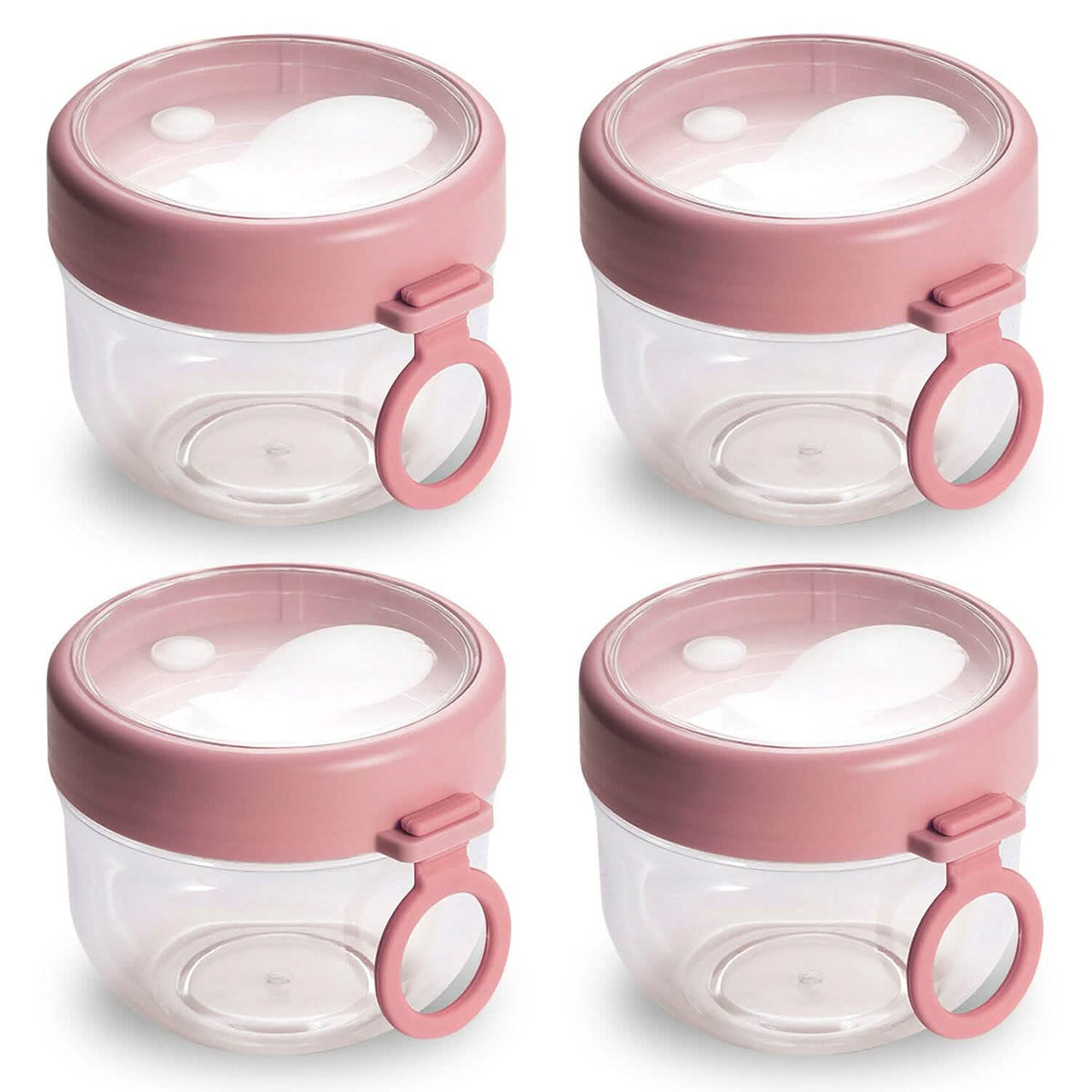 4-Piece: 20 Oz Oat Containers with Lids and Folding Spoons Kitchen Storage - Tophatter Daily Deals