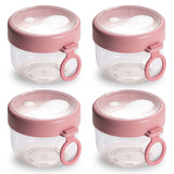4-Piece: 20 Oz Oat Containers with Lids and Folding Spoons Kitchen Storage - Tophatter Daily Deals