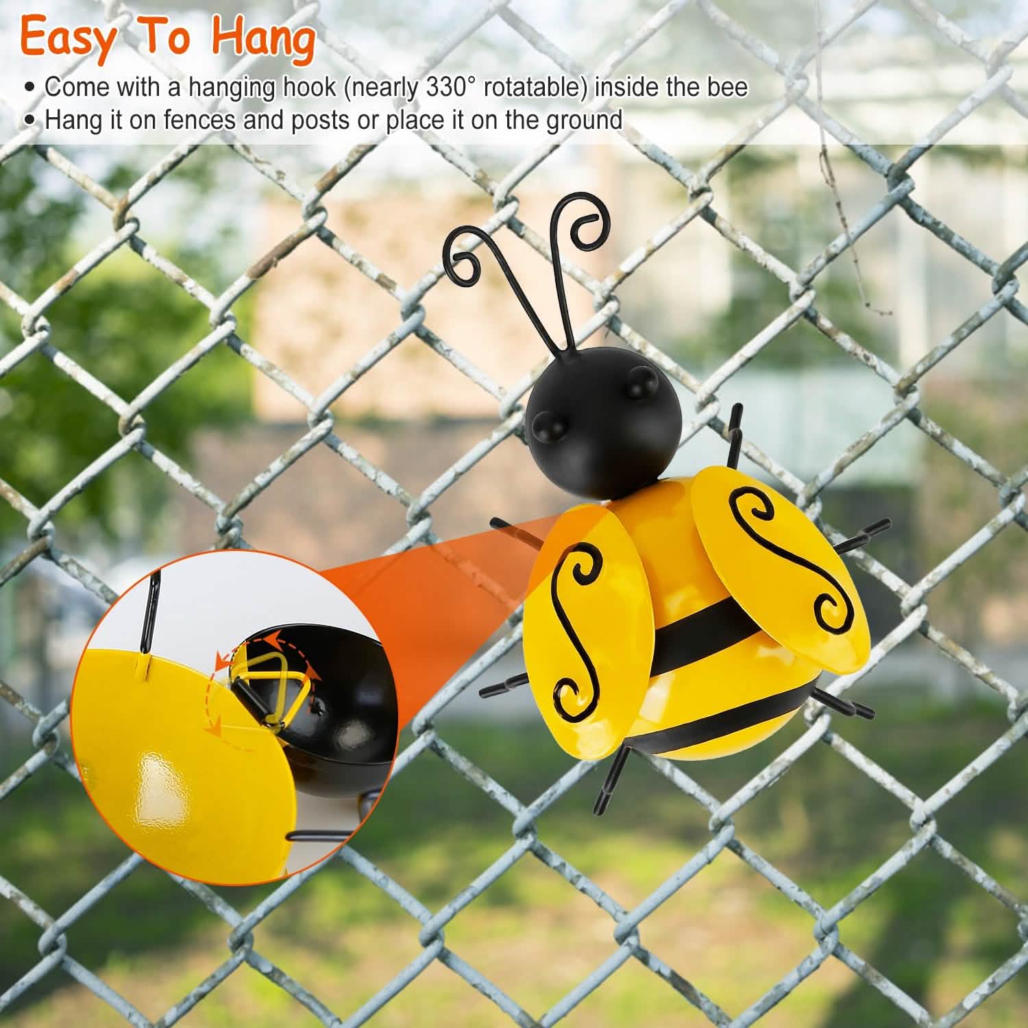 4-Piece: 3D Bumble Bee Ornament Set Garden & Patio - Tophatter Daily Deals
