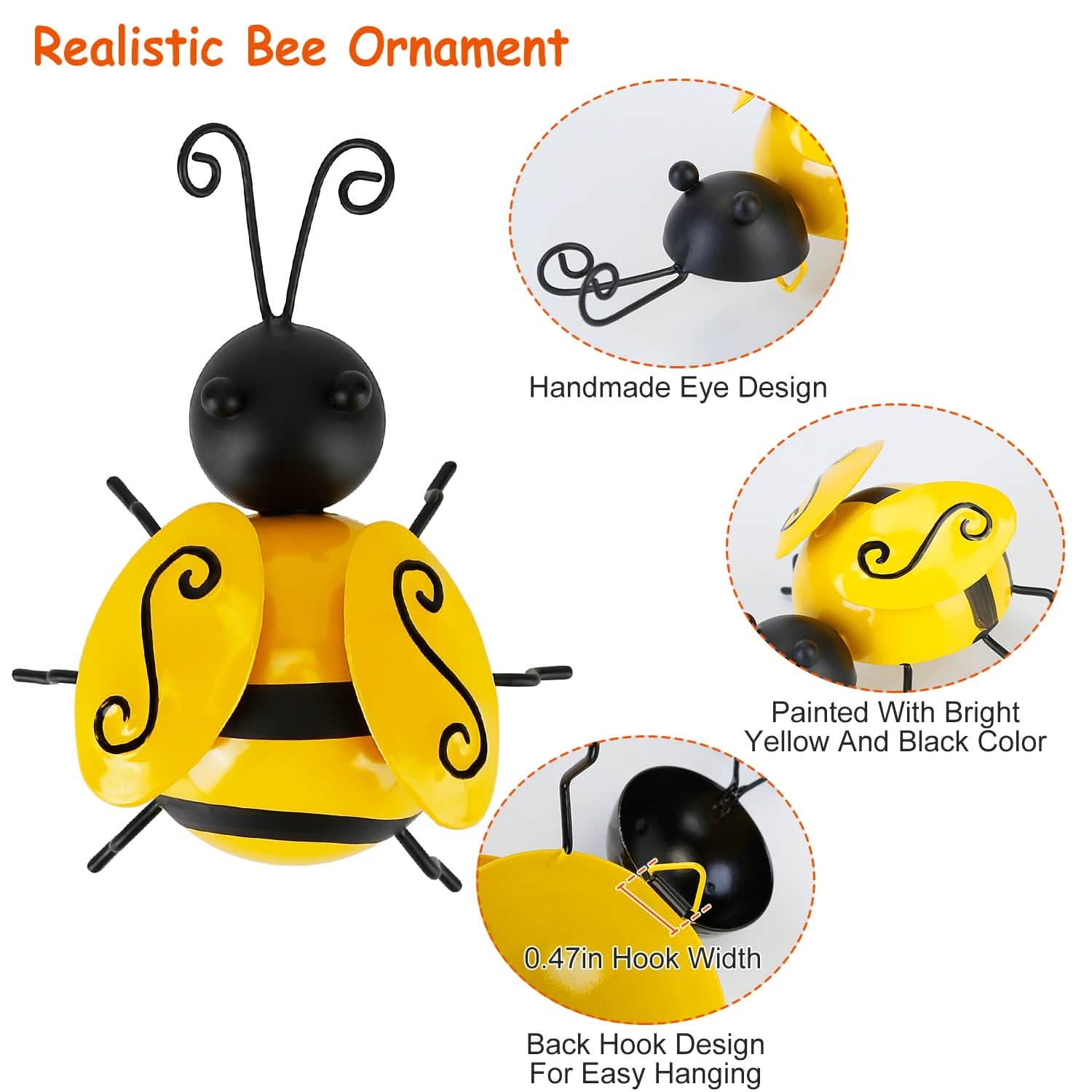 4-Piece: 3D Bumble Bee Ornament Set Garden & Patio - Tophatter Daily Deals