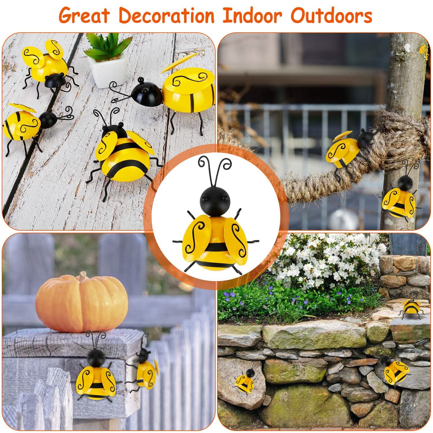 4-Piece: 3D Bumble Bee Ornament Set Garden & Patio - Tophatter Daily Deals