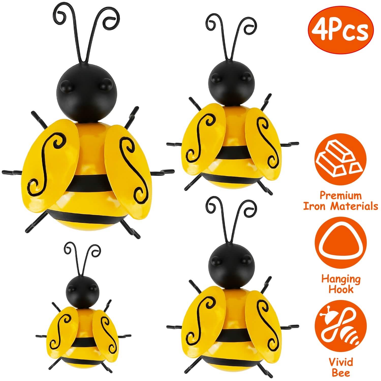 4-Piece: 3D Bumble Bee Ornament Set Garden & Patio - Tophatter Daily Deals