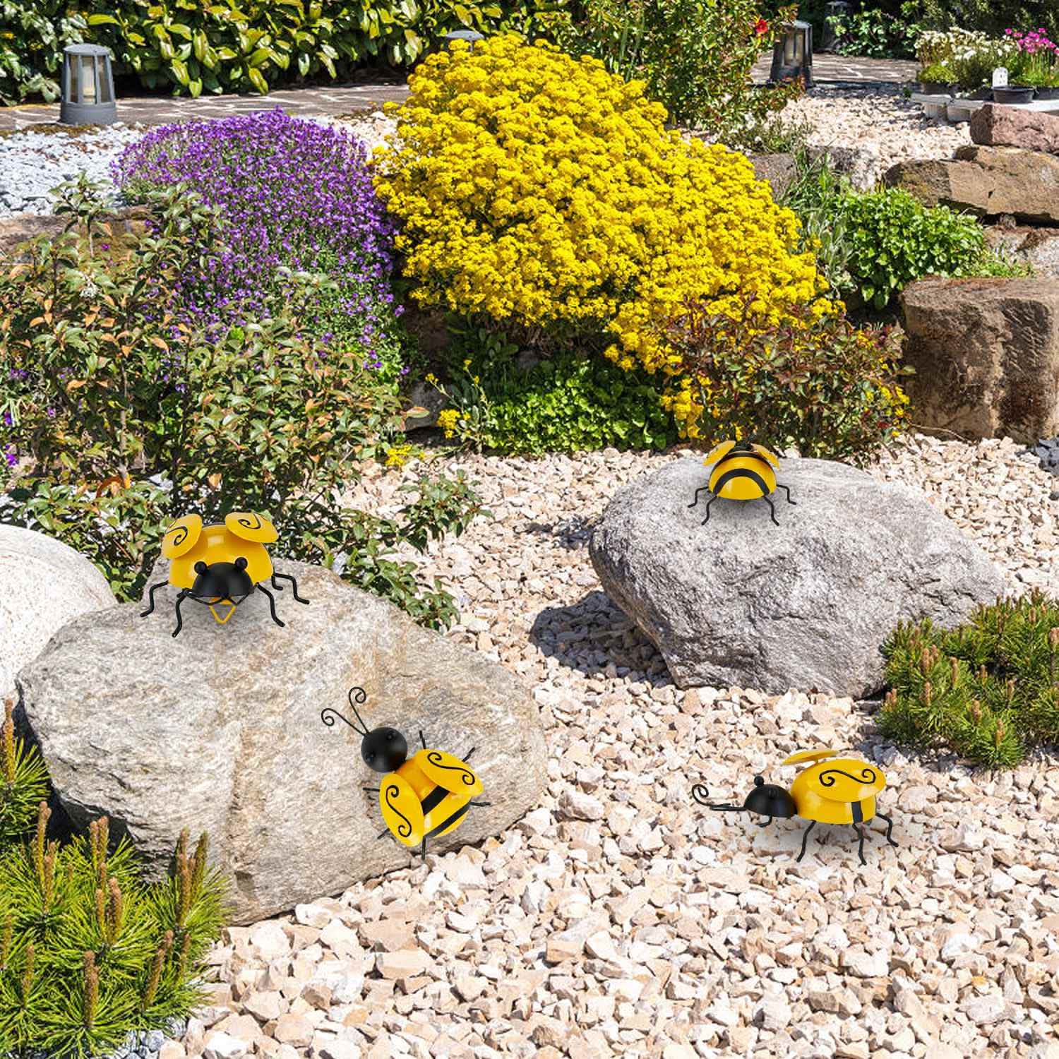 4-Piece: 3D Bumble Bee Ornament Set Garden & Patio - Tophatter Daily Deals