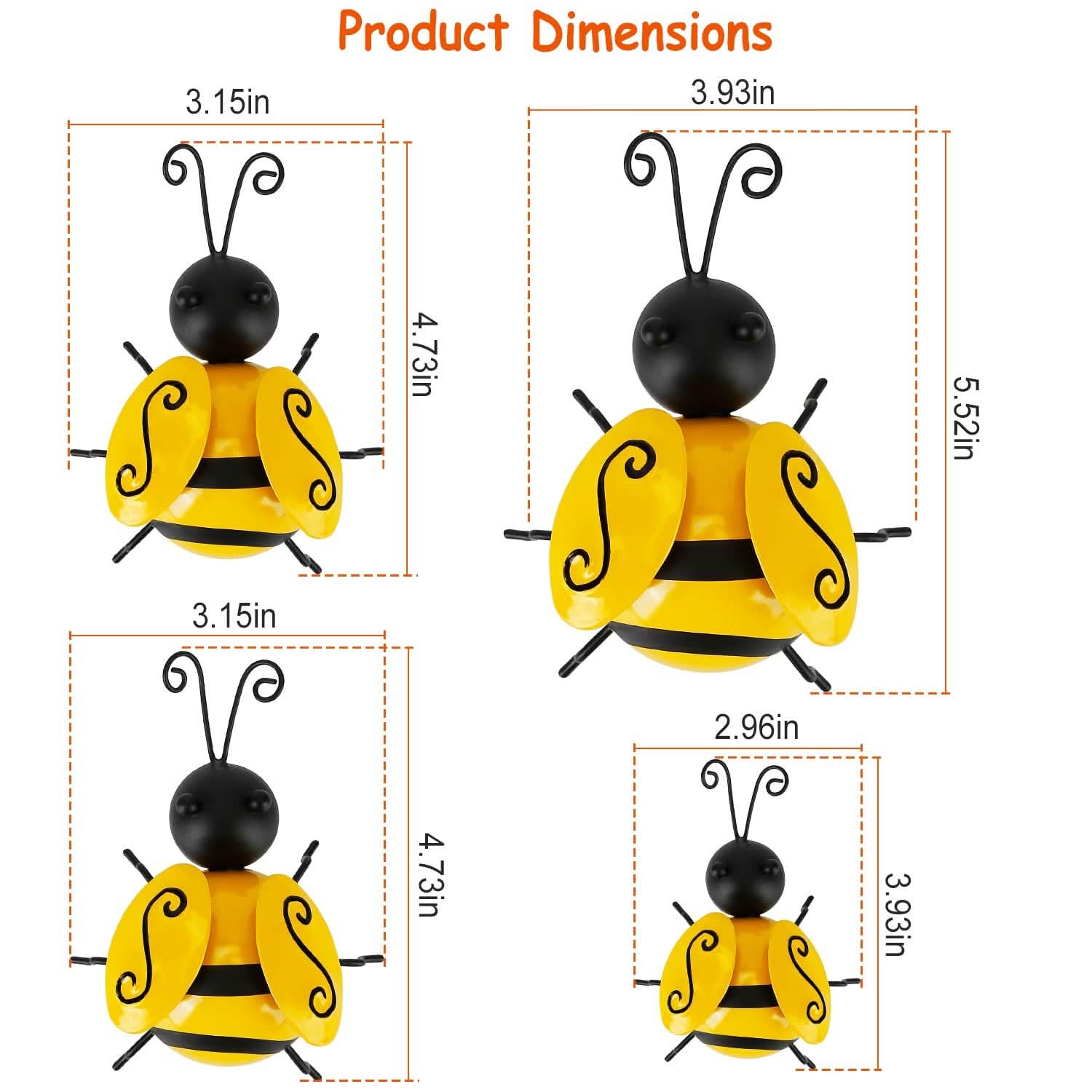 4-Piece: 3D Bumble Bee Ornament Set Garden & Patio - Tophatter Daily Deals
