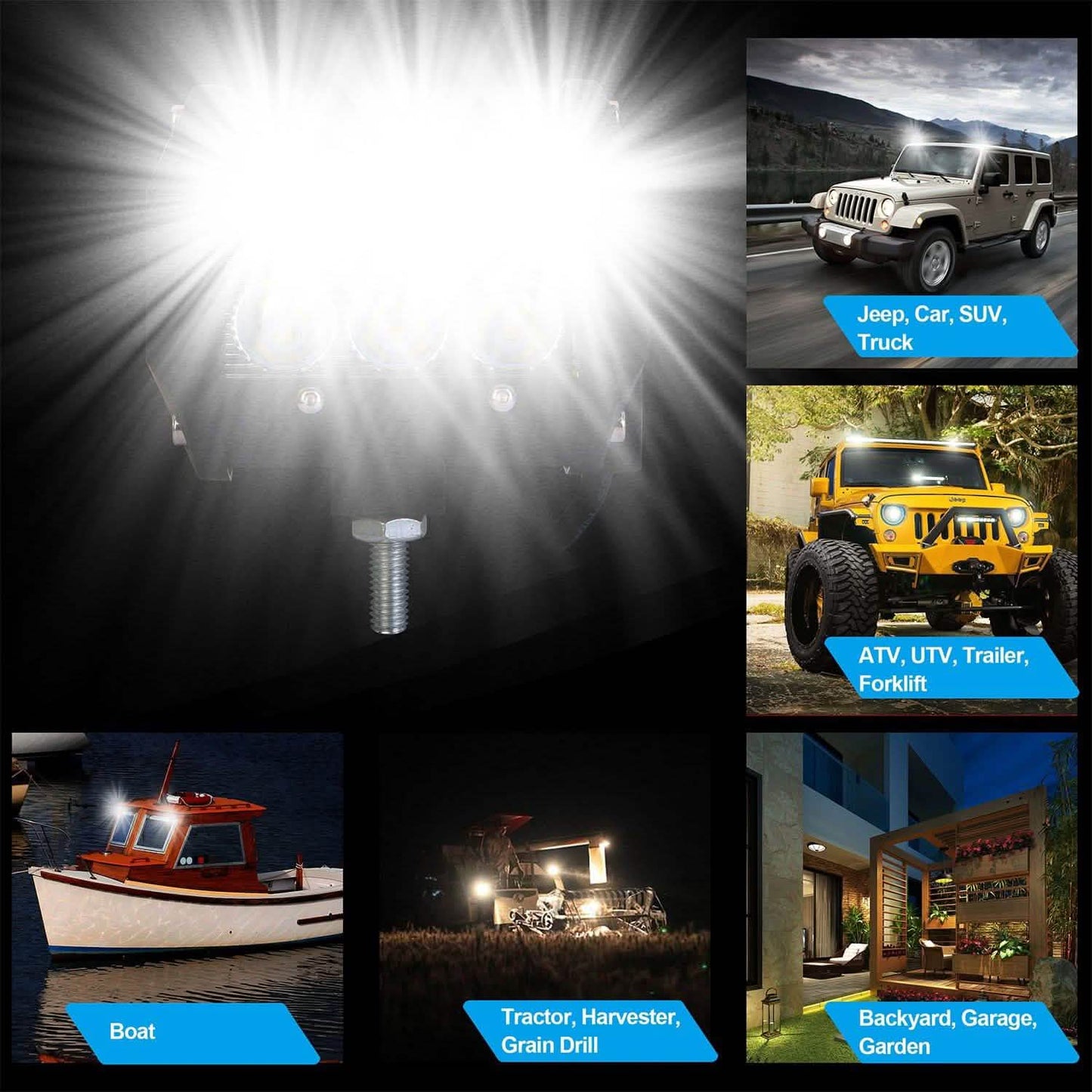 4-Piece: 4” 18W Dual Row LED Spot Light Pod Automotive - Tophatter Daily Deals