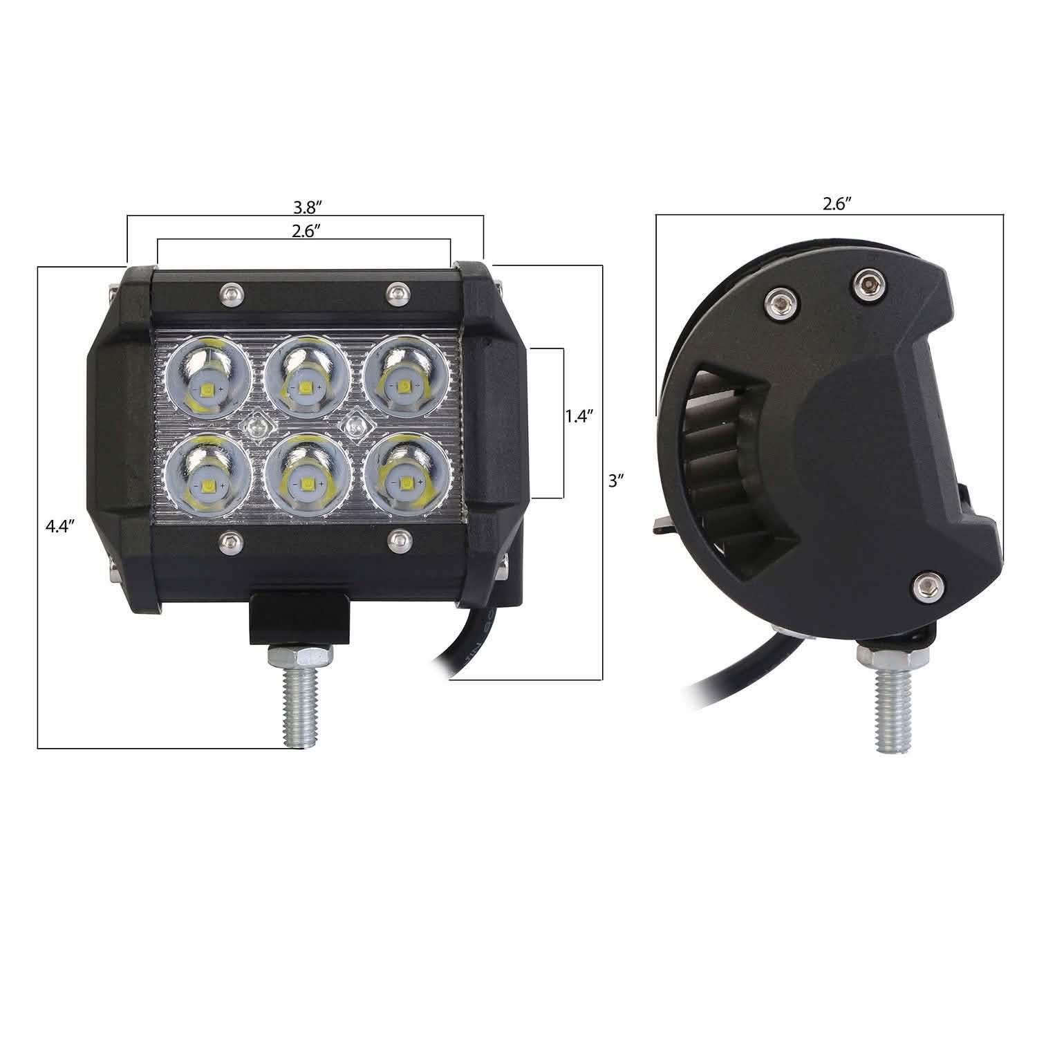 4-Piece: 4” 18W Dual Row LED Spot Light Pod Automotive - Tophatter Daily Deals